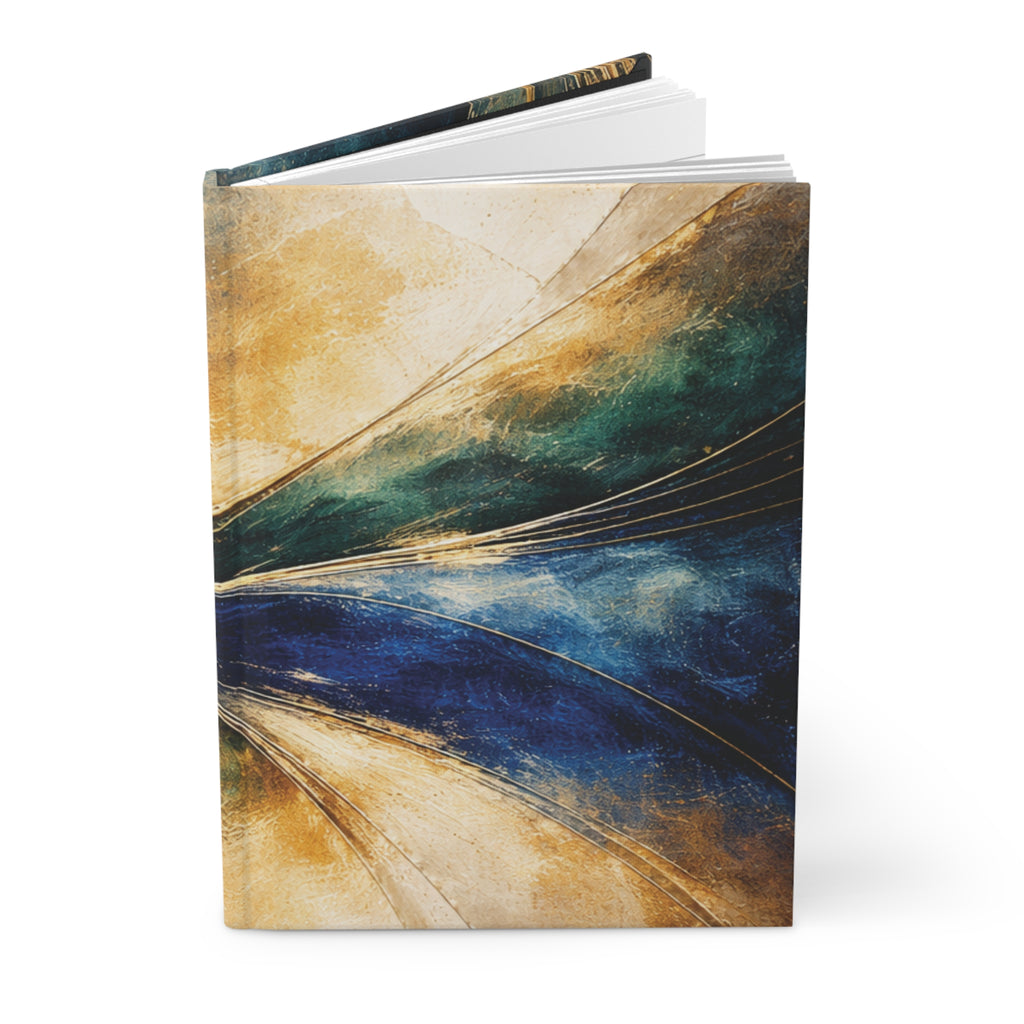 Gilded Convergence Blue & Gold Hardcover Journal — Luxe NeoDeco Design
