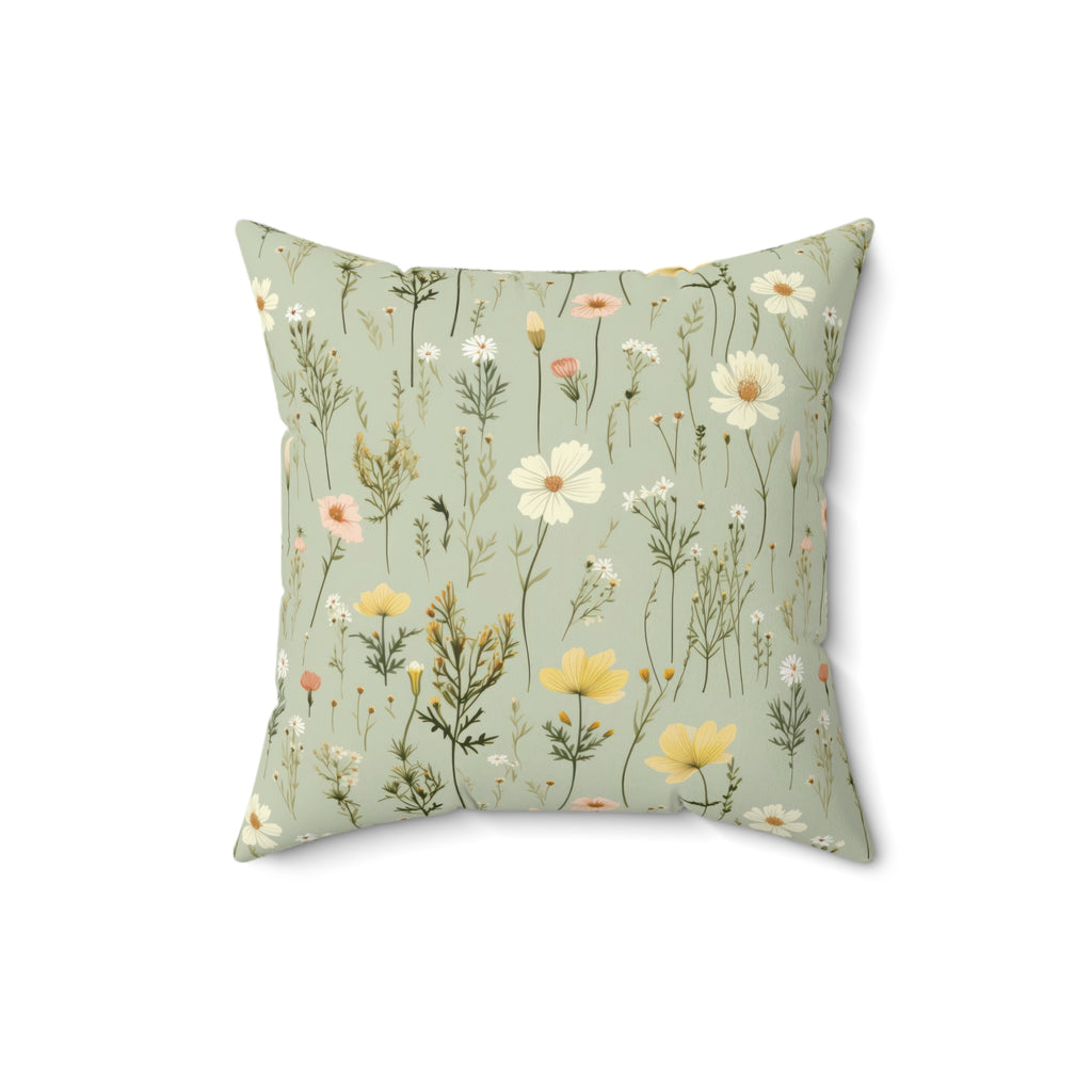 Boho Wildflowers Square Pillow Vibrant Floral Design Soft and Stylish Decorative Throw Pillow for Boho-Inspired Home DécorBridal Shower - MRSBYVALLE