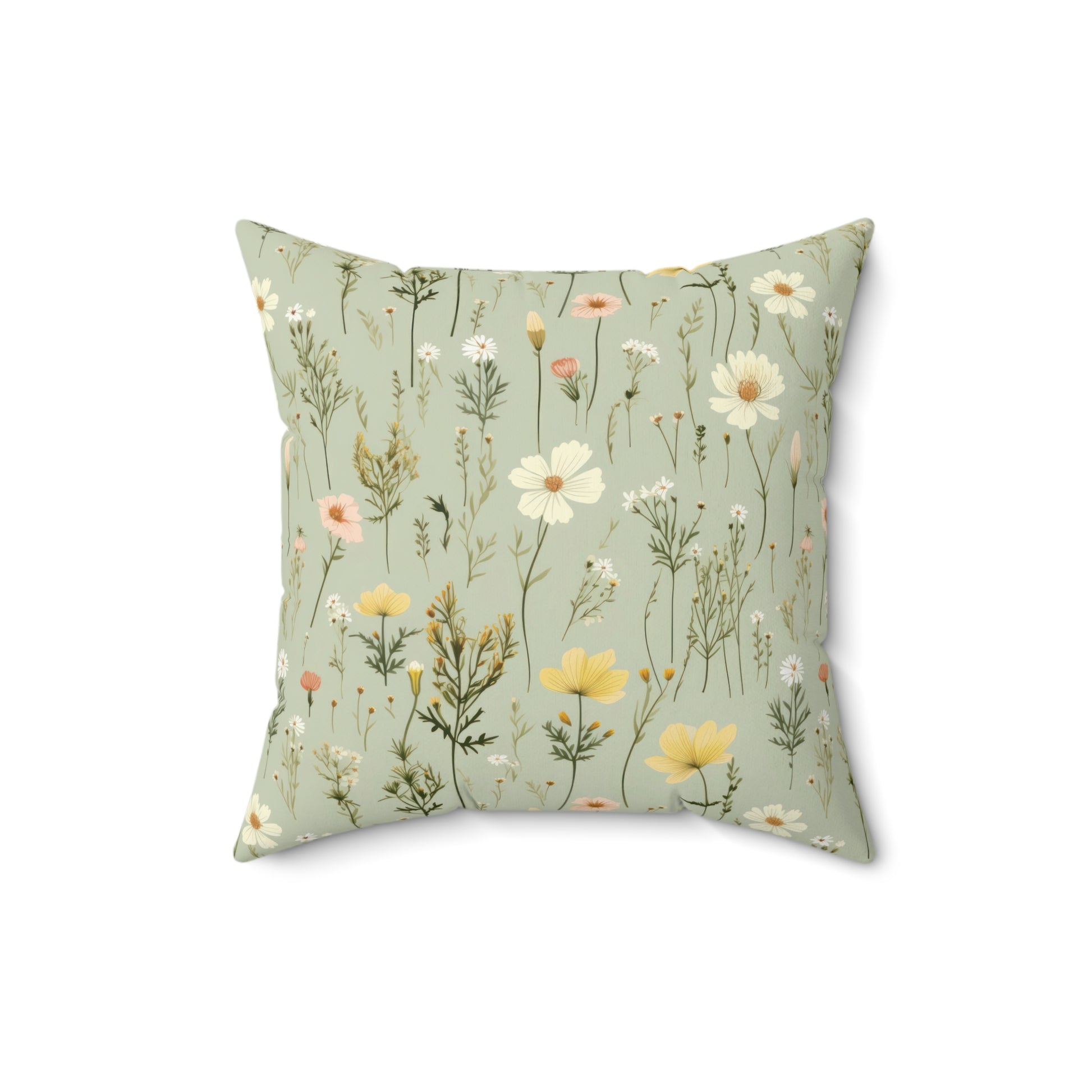 Boho Wildflowers Square Pillow Vibrant Floral Design Soft and Stylish Decorative Throw Pillow for Boho-Inspired Home DécorBridal Shower - MRSBYVALLE