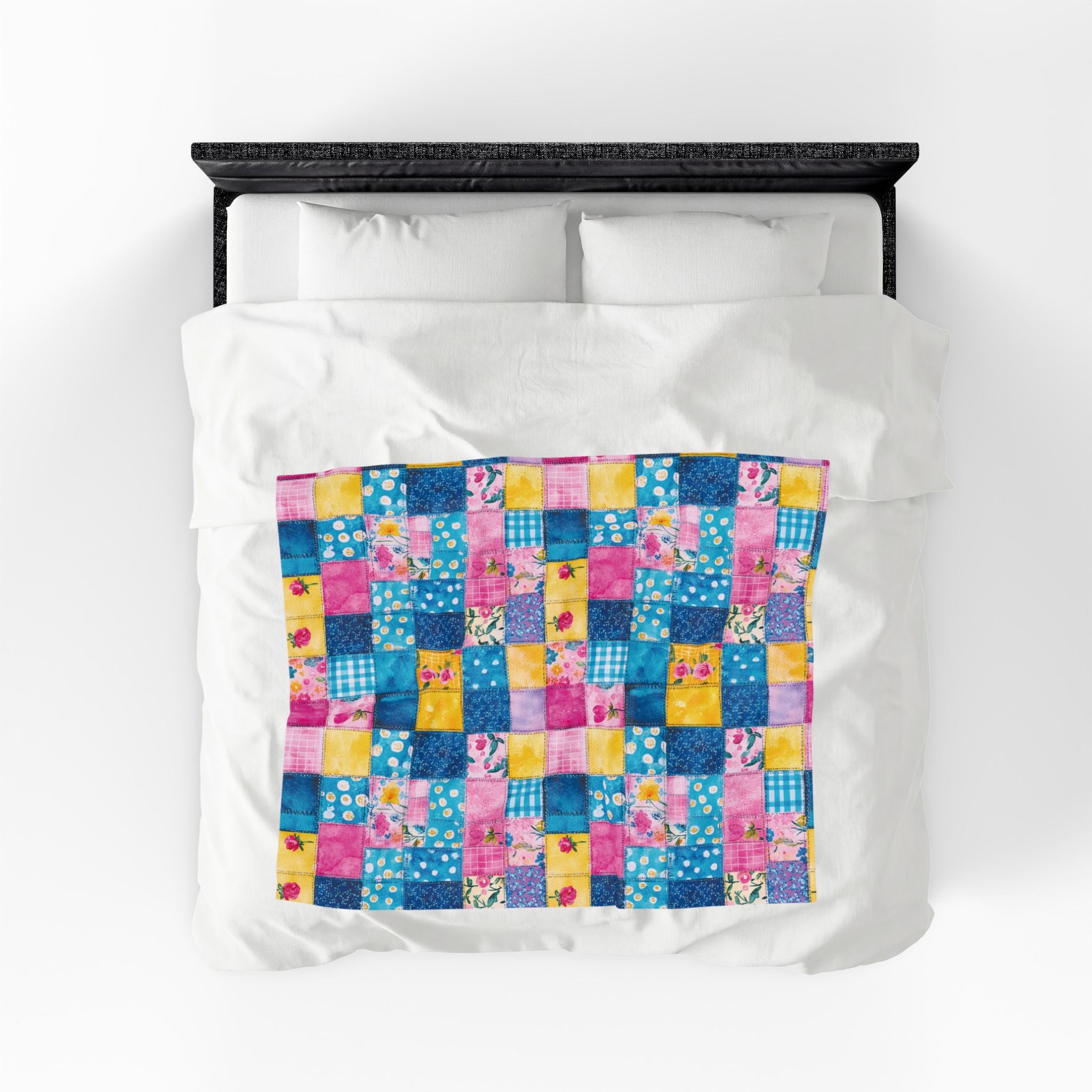 Pastel Patchwork Illusion Velveteen Plush Blanket Gift