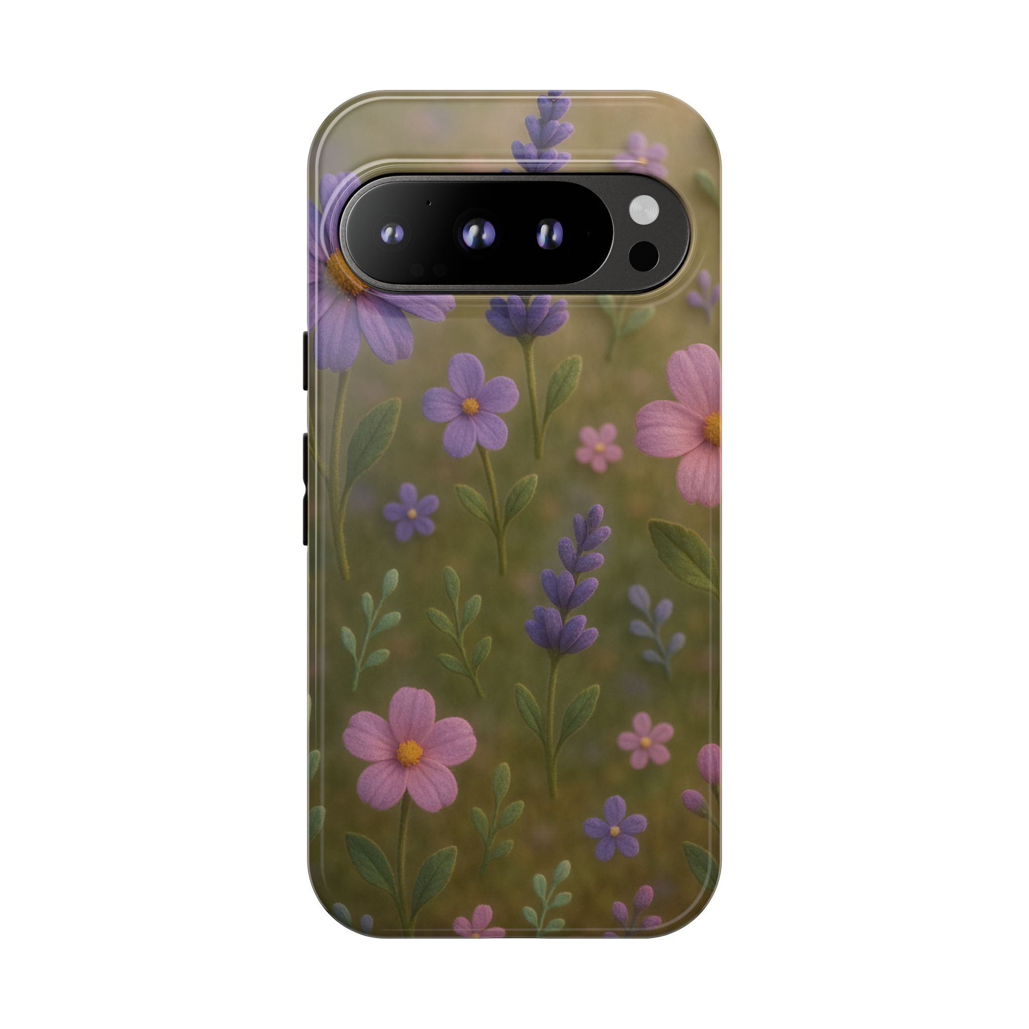 Pastel Flowers 3D Illusion Wildflower Phone Case Cute Pastel Floral Design in Lavender, Pink, Mint Green Aesthetic Protective Case for iPhone and  Android