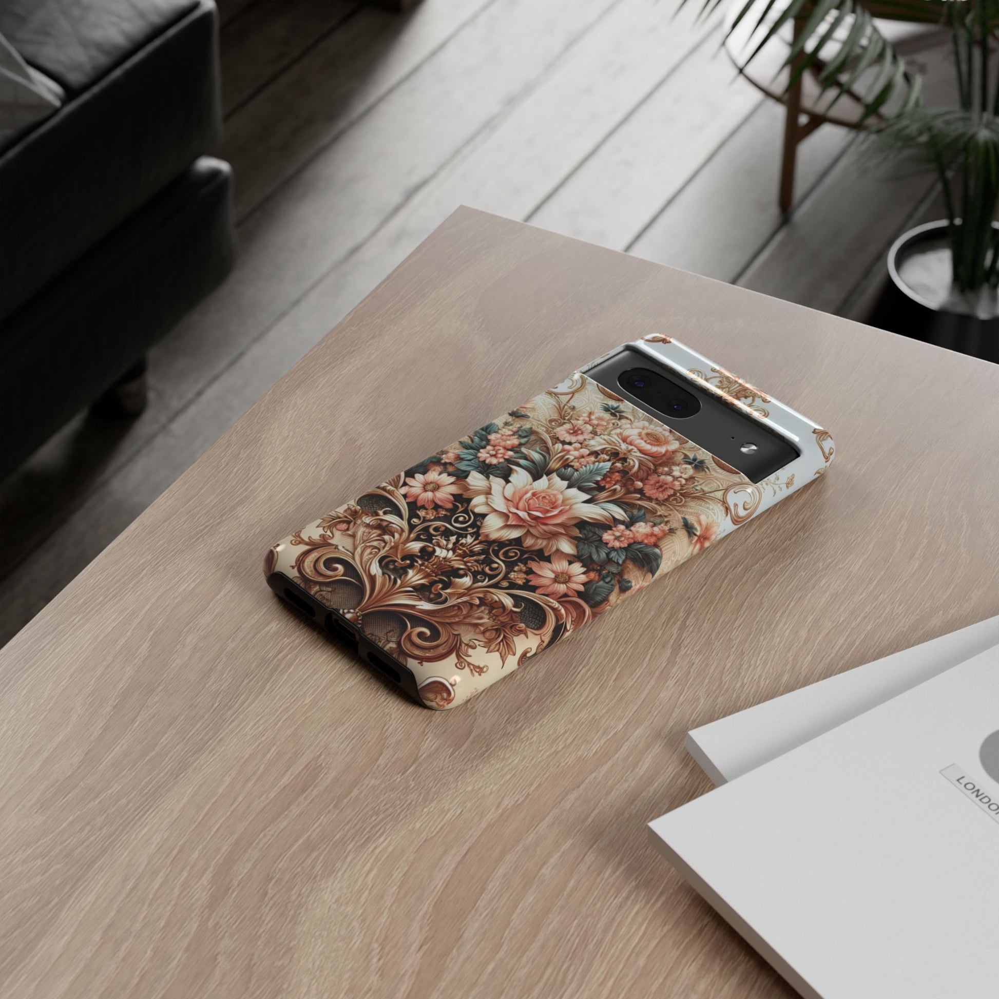 Gold Design Luxury Phone Tough Case Floral Elegant Durable Stylish for Modern Devices iPhone 17, 16, 15, Samsung iPhone Samsung Accessory Gift for Her