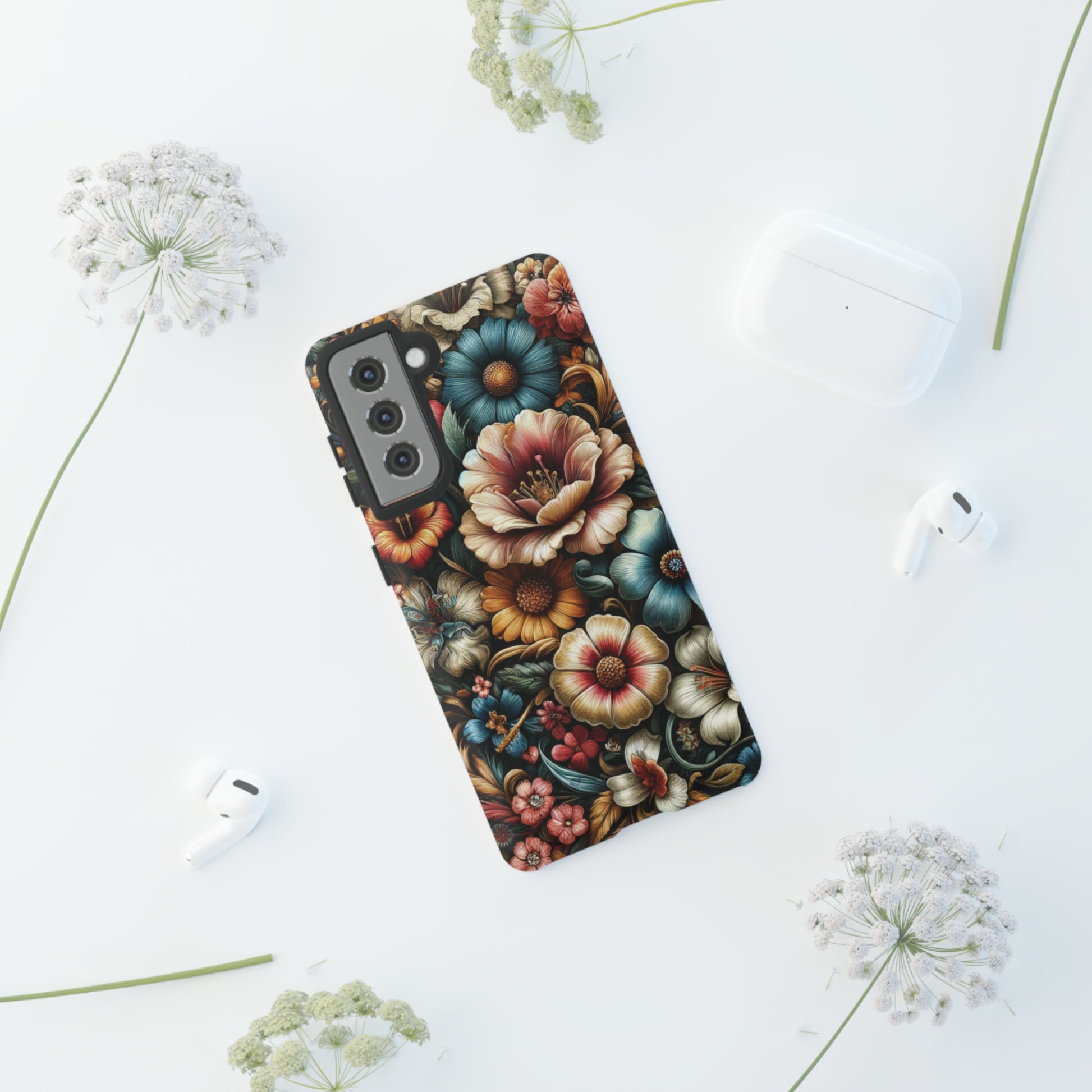 Pastel Floral Design Luxury Phone Tough Case Floral Elegant Durable Stylish for Modern Devices iPhone 15, Samsung iPhone Samsung Accessory Gift for Her.