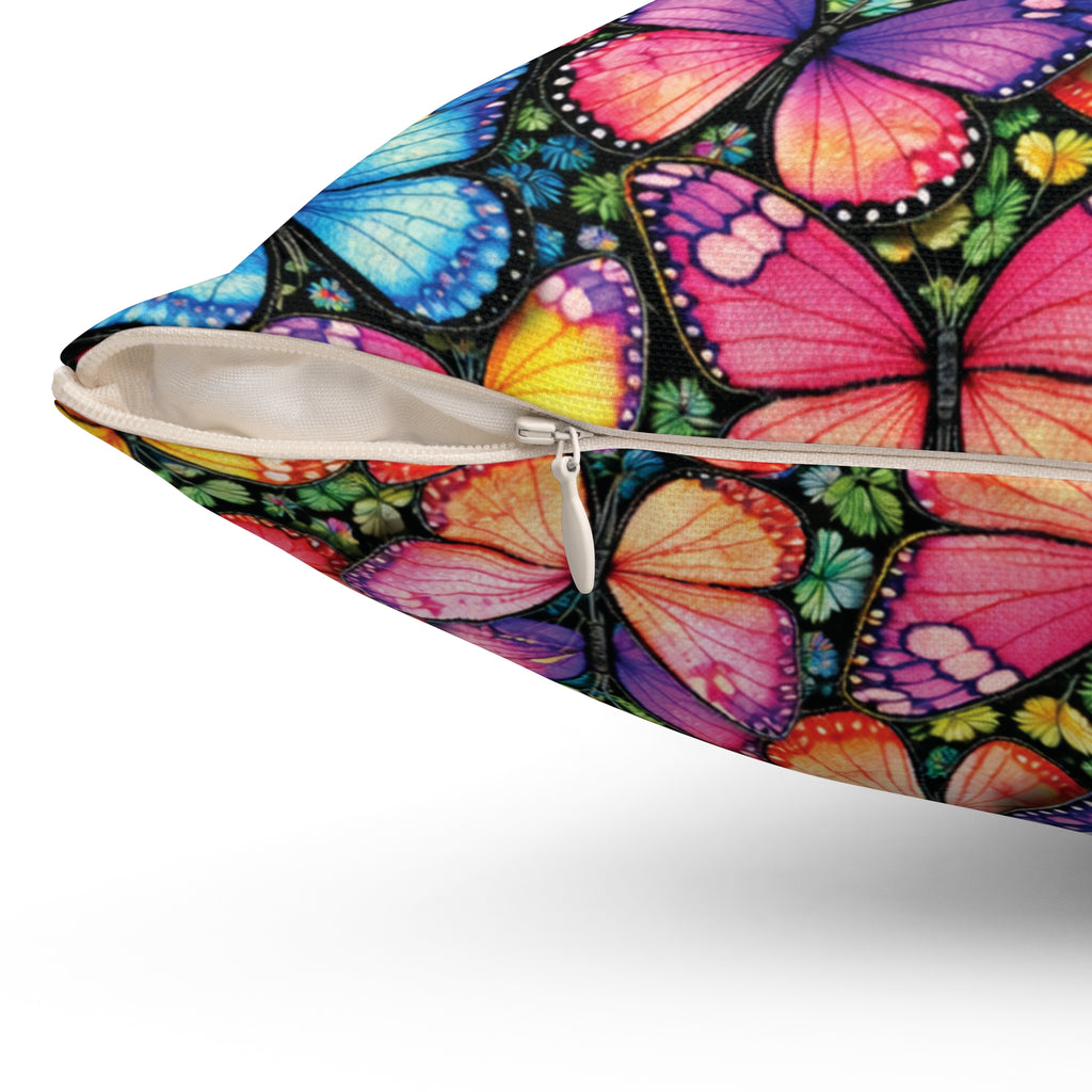 Bright Beautiful Butterflies Square Pillow Spring Office Throw