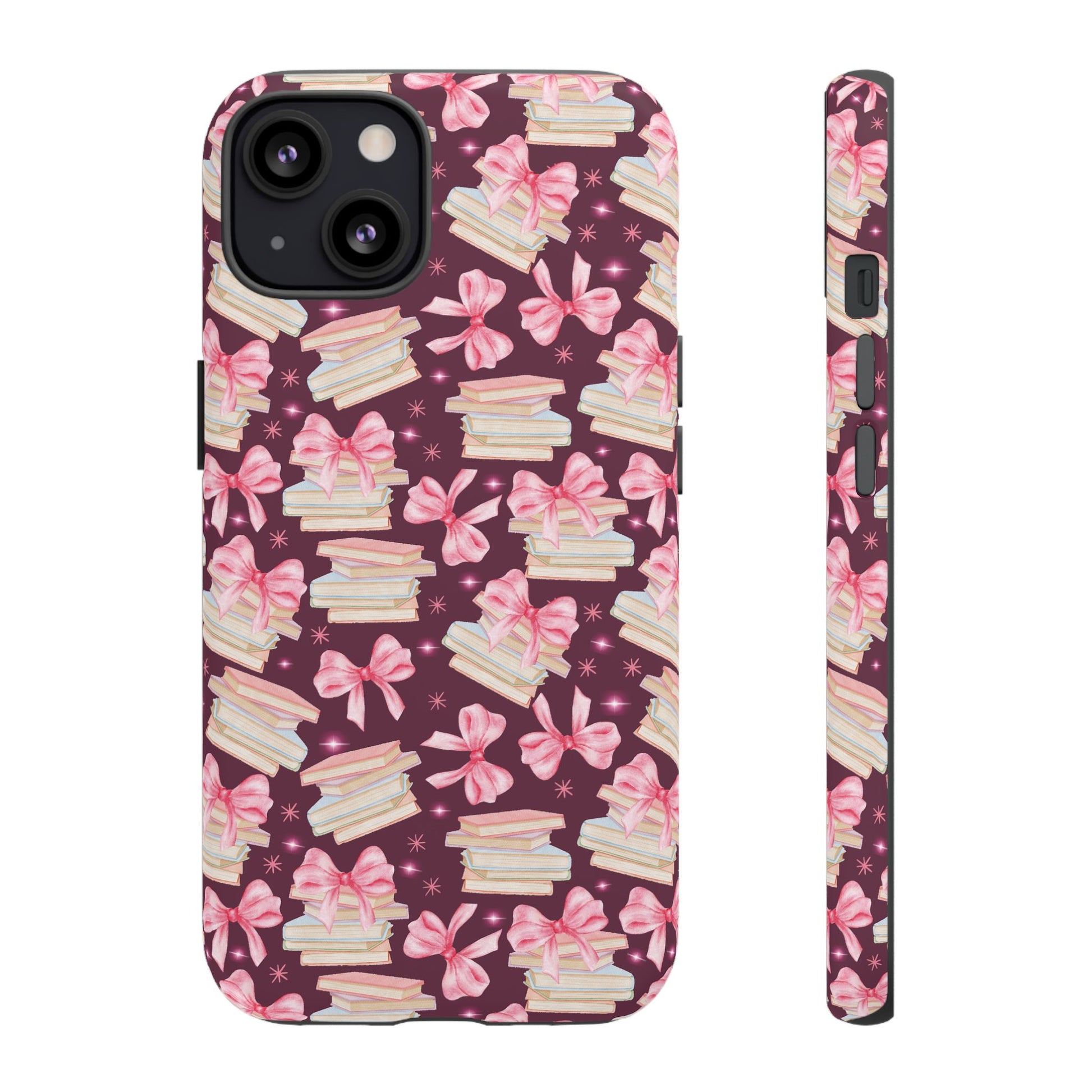 Coquette Pink Bows & Books Phone Case for iPhone 16 15 14 13 12  21 23 Samsung, and Pixel | Stylish Protective Cover Gift for Her Perfect for Floral Lover