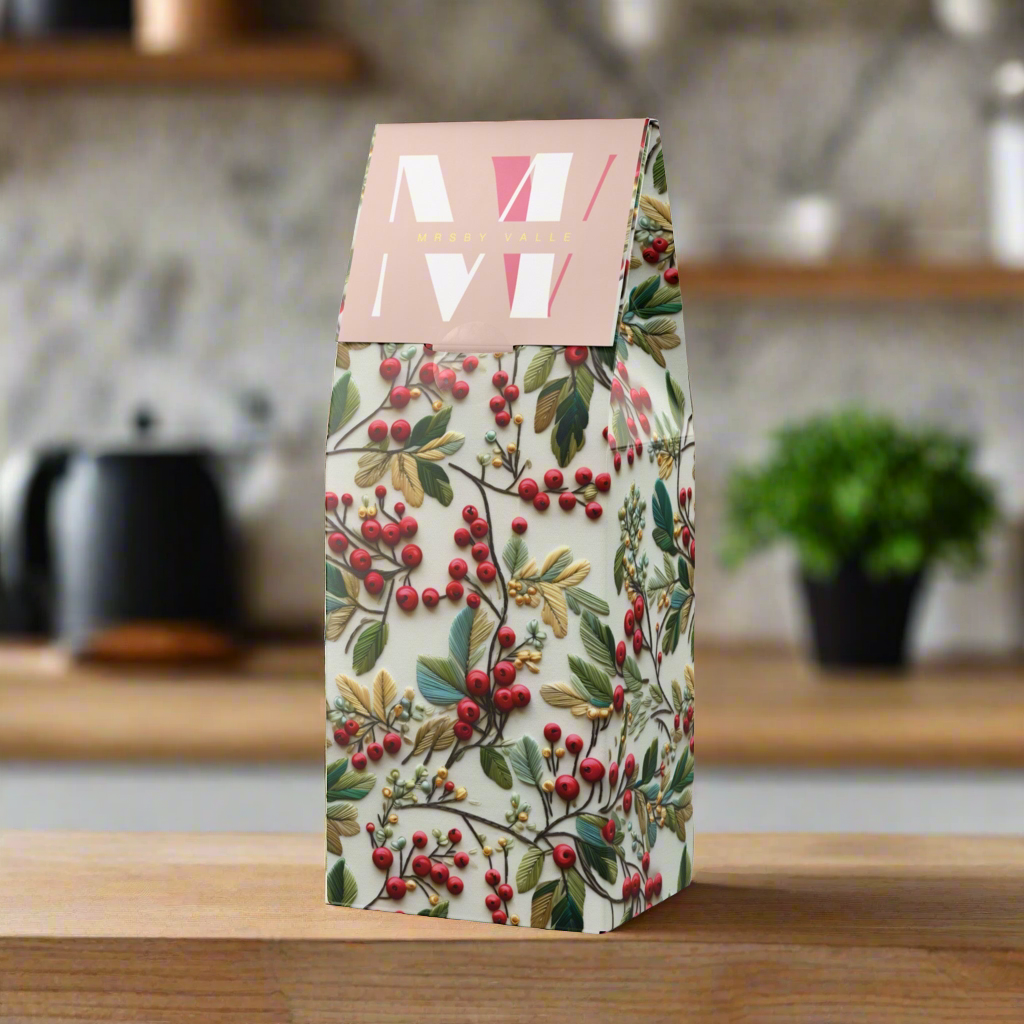 Holly Christmas Best Coffee Elegant Pastel Floral Design Medium-Dark Roast with Toasted Nut Cocoa Notes Serene Modern Cascades Blend Medium-Dark Roast Coffee Fun Design | Gift for Mom - MRSBYVALLE