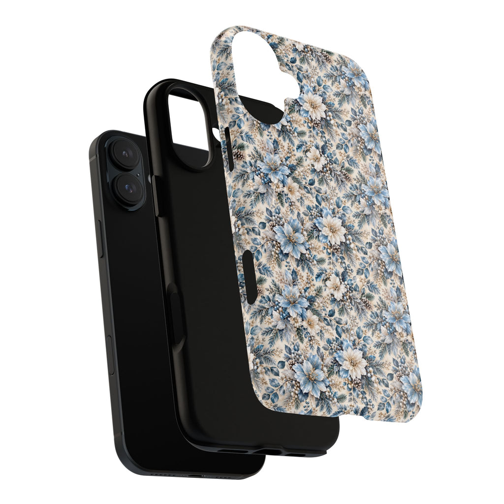 Icy Blue Floral MagSafe Tough Phone Case