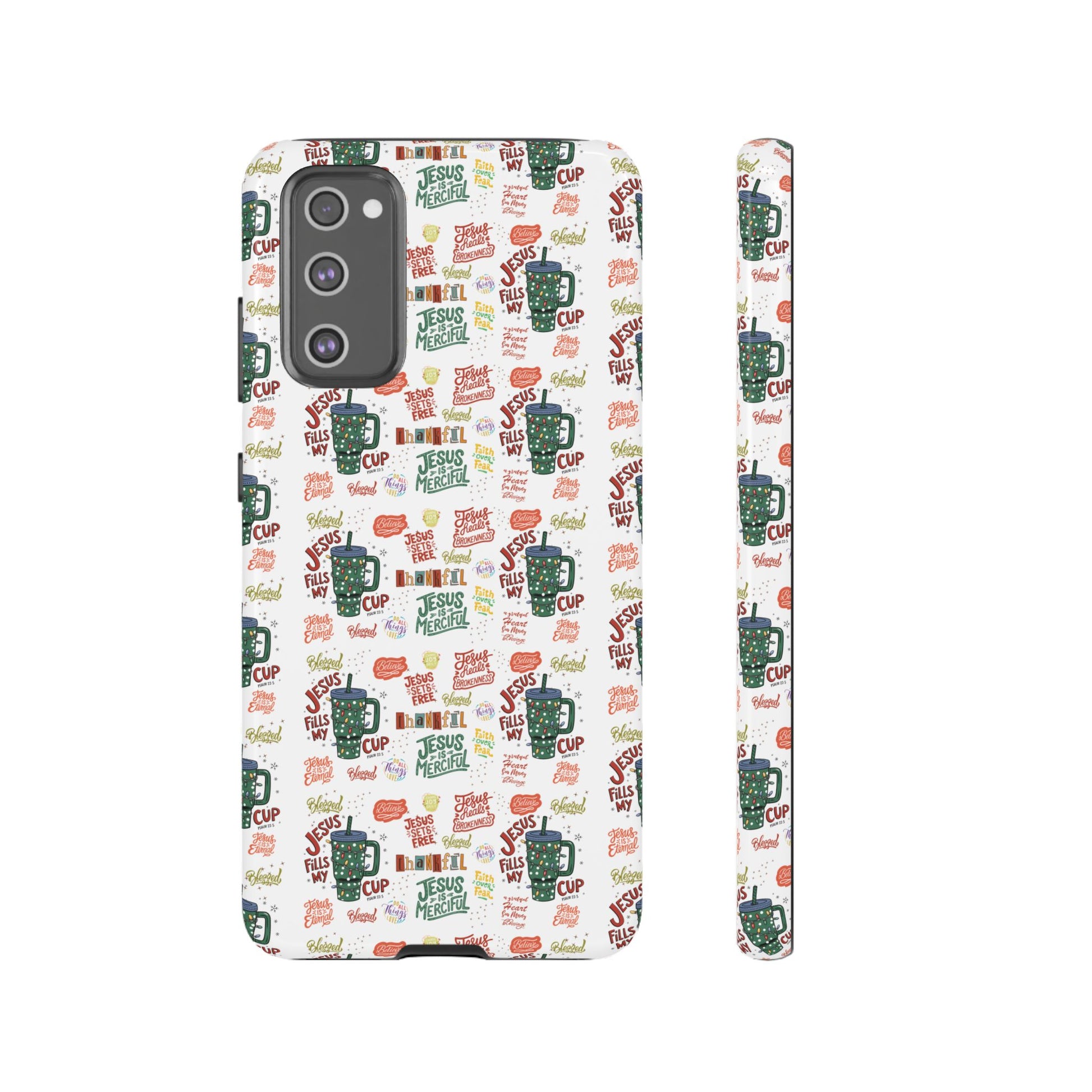Jesus Fill My Cup Phone Case Cute Floral Design in Red, Pink, Blue – Aesthetic Protective Case for iPhone and  Android