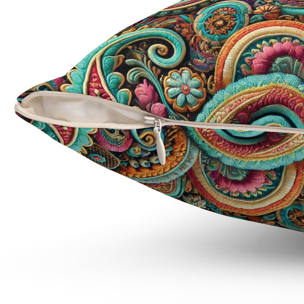Paisley Floral Pastel Square Pillow Stylish Home Decor Accent for Living Room, Bedroom, or Gifts | Soft & Durable 100% Polyester with Double-Sided Print