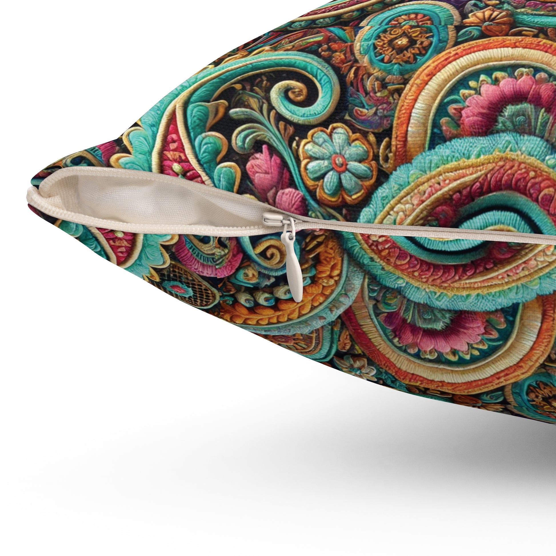 Paisley Floral Pastel Square Pillow Stylish Home Decor Accent for Living Room, Bedroom, or Gifts | Soft & Durable 100% Polyester with Double-Sided Print