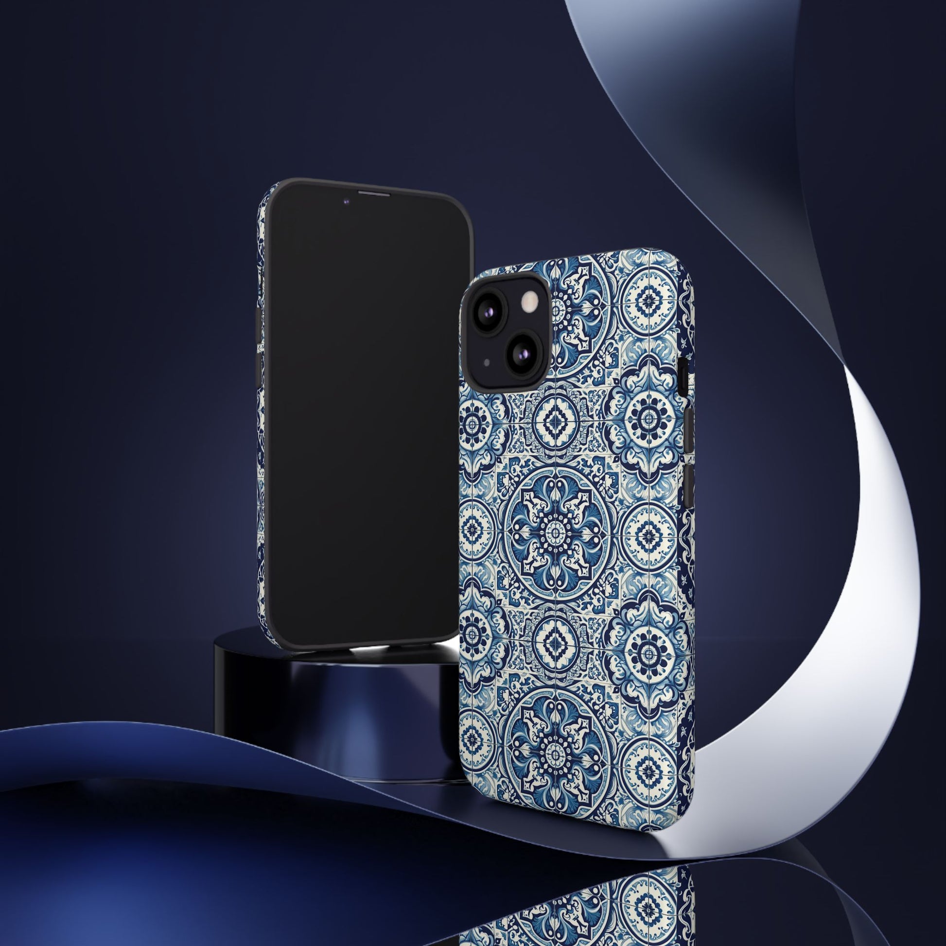 Azulejo Tile Phone Case Elegant Mediterranean Blue Porcelain Design iPhone 17, 16, 15, Samsung iPhone Samsung Accessory Gift for Her