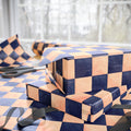 Navy and  Peach Checkerboard Wrapping Paper Wedding, Birthdays