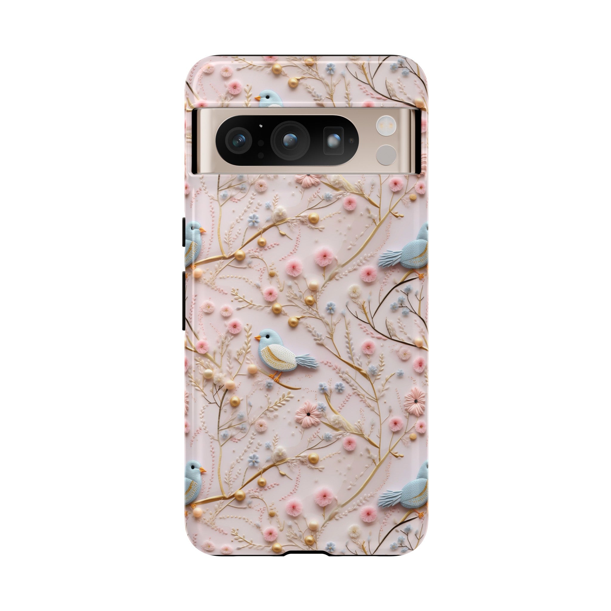 3D Birds Elegant Faux Flowers Phone Case Stylish & Durable for iPhone Samsung Gift iPhone 15, 14, 13 Samsung Pixel Gift for Mom Accessory Gift for Her