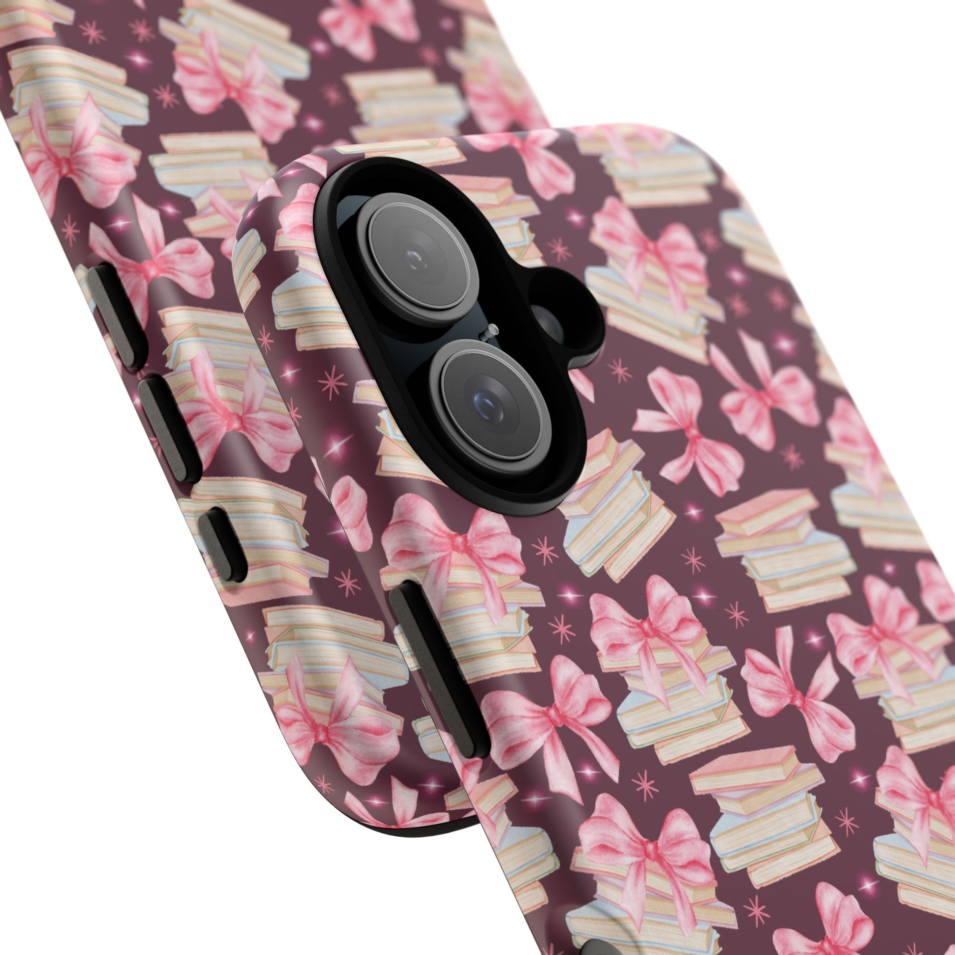 Coquette Pink Bows & Books Phone Case for iPhone 16 15 14 13 12  21 23 Samsung, and Pixel | Stylish Protective Cover Gift for Her Perfect for Floral Lover