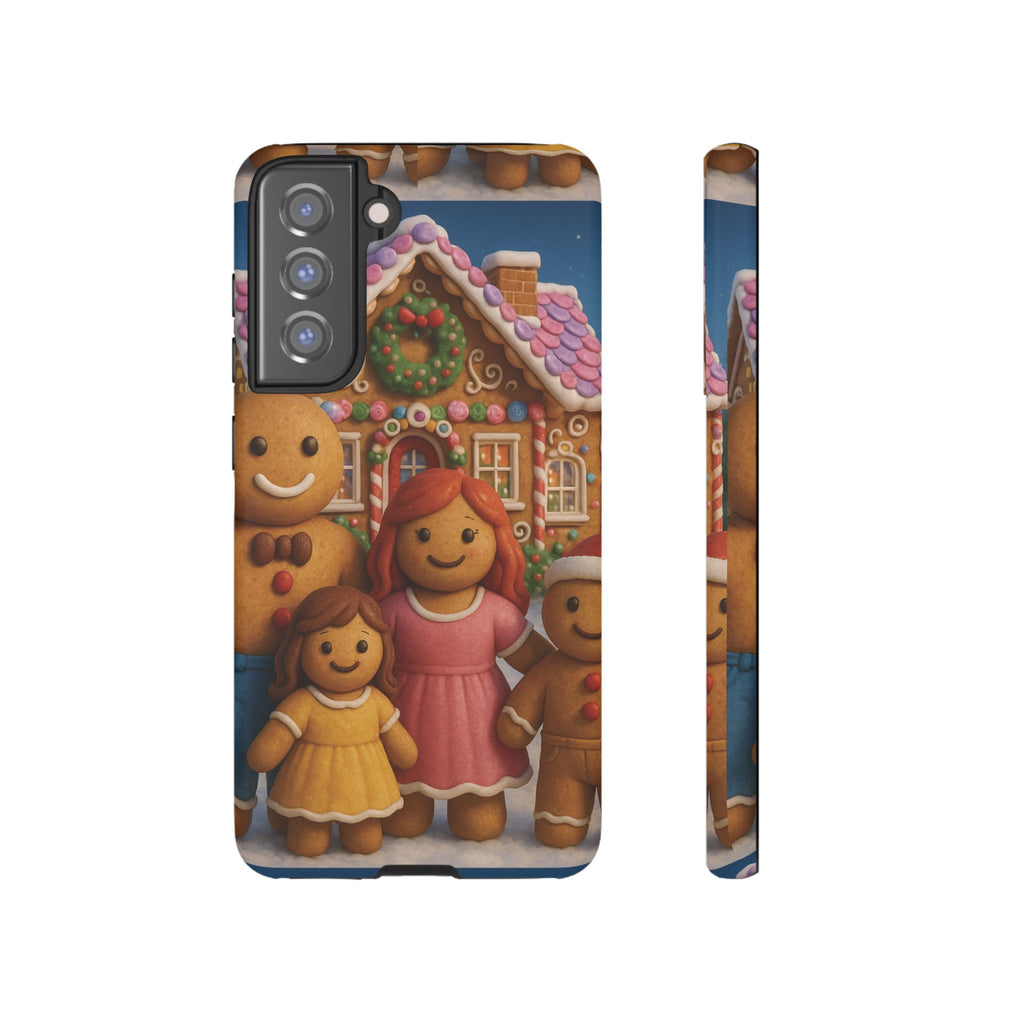 Coque de téléphone esthétique Famille en Pain d'Épices – Design d'inspiration vintage sur le thème de Noël – Étui stylé pour modèles iPhone et Samsung Galaxy