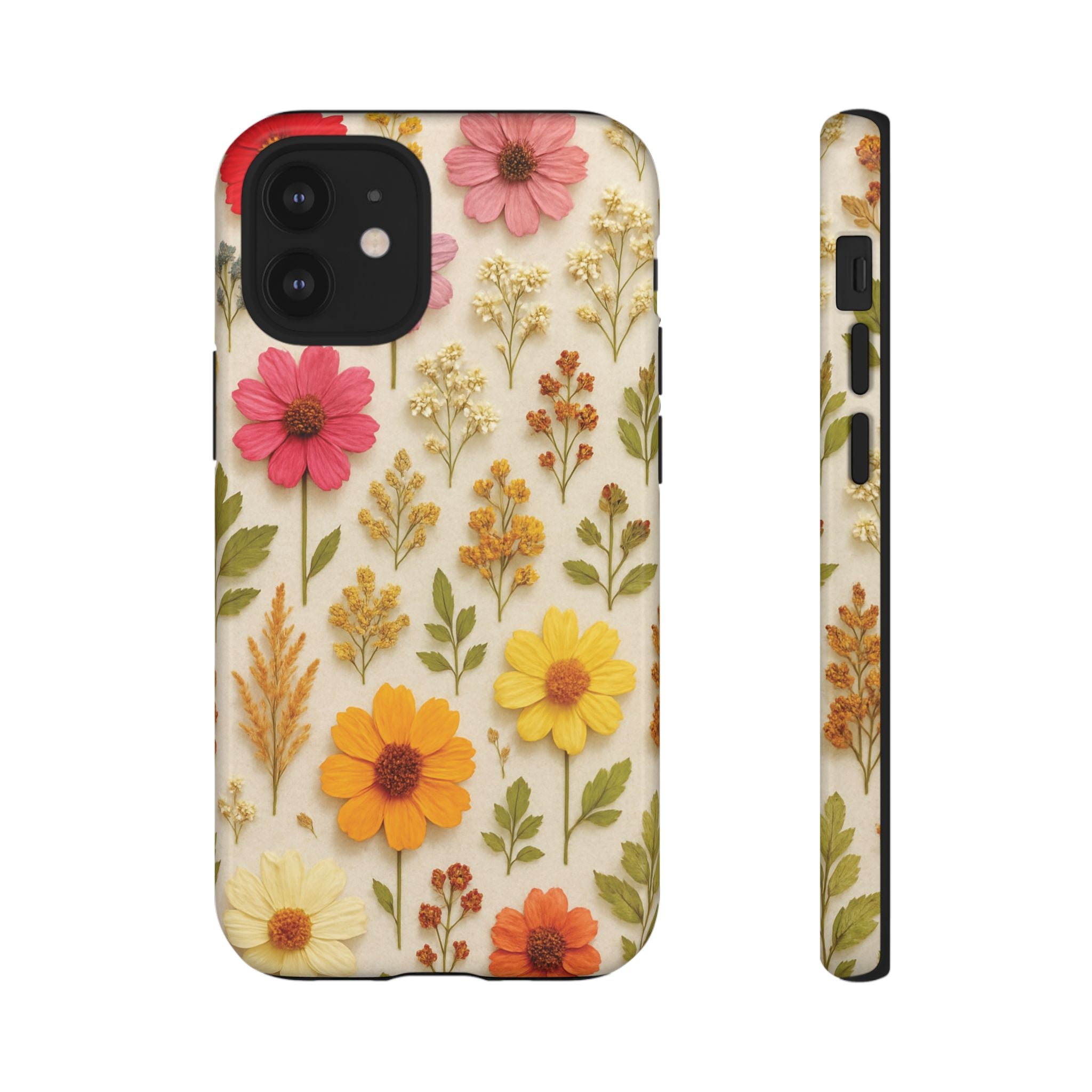 Dried Flowers Illusion Phone Case – Realistic Botanical Aesthetic, Colorful Pressed Floral Art, Trendy Nature-Inspired Protective Cover  iPhone & Samsung Models