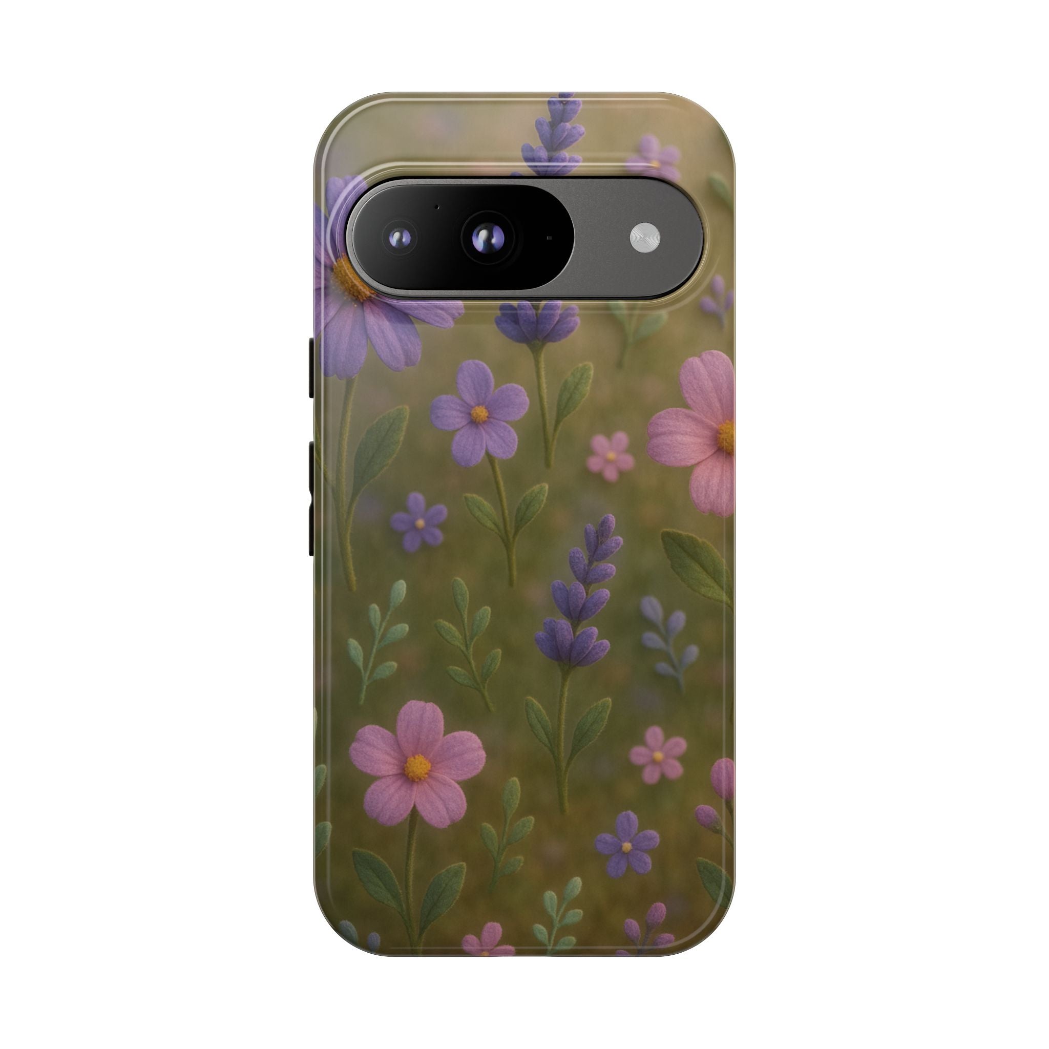 Pastel Flowers 3D Illusion Wildflower Phone Case Cute Pastel Floral Design in Lavender, Pink, Mint Green Aesthetic Protective Case for iPhone and  Android