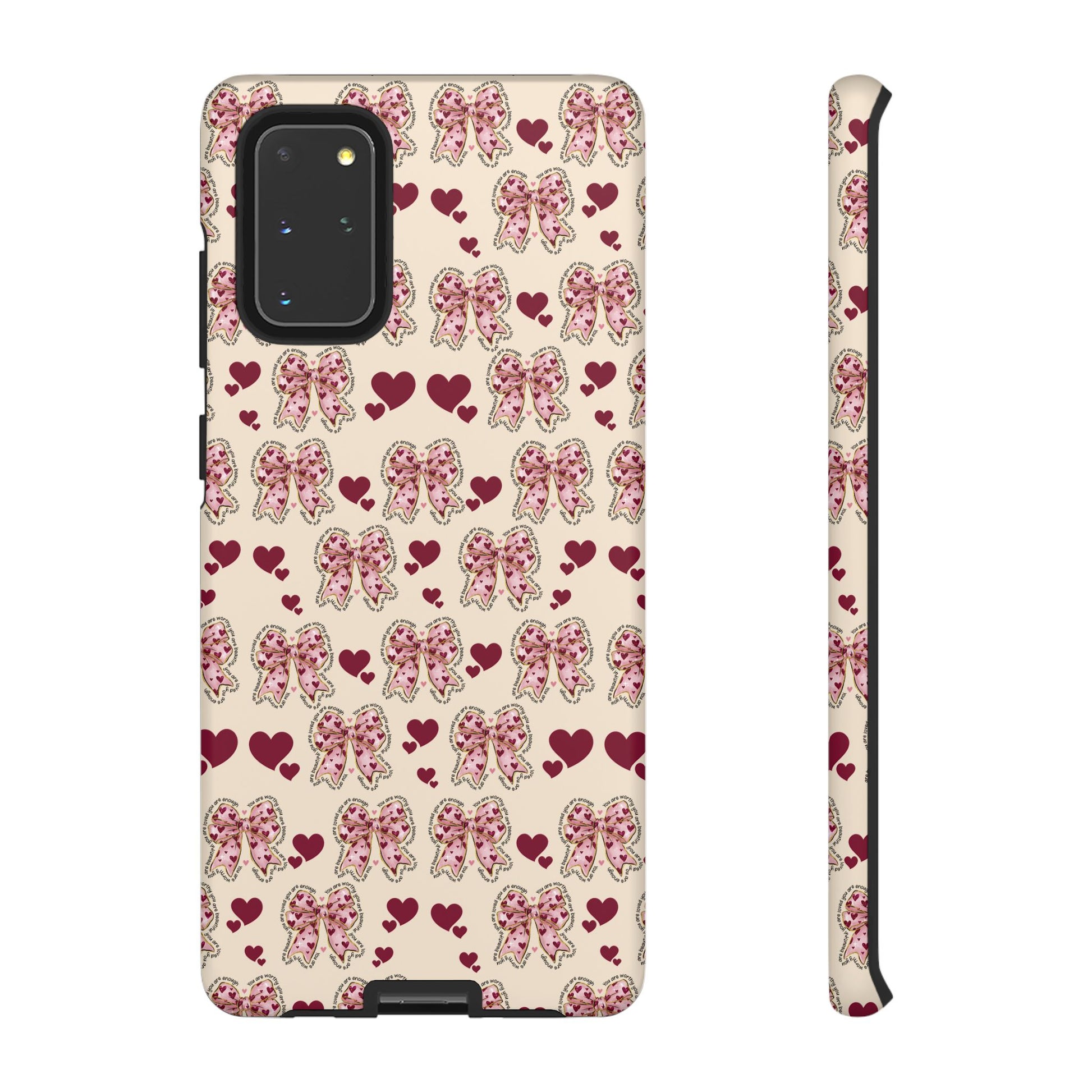 Charming Hearts & Pink Bows Phone Case Stylish & Durable Protection for Your Device | Scratch-Resistant, Slim Fit, and Lightweight Design for Everyday Use for iPhone & Android | Fresh Nature-Inspired Design!