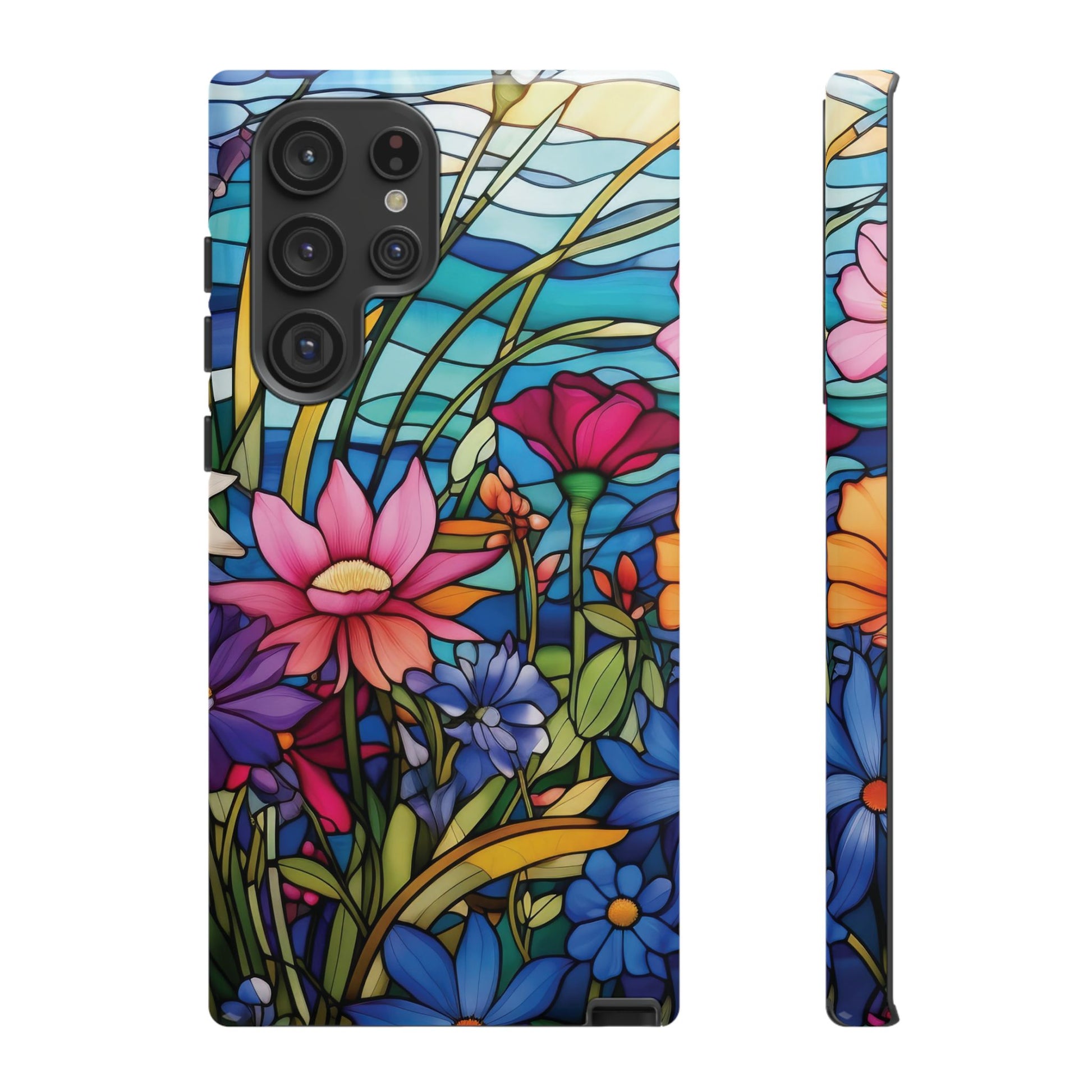 Wildflowers Stain Glass Illusion Phone Case Unique Holiday Protection for Your Device | Stylish & Durable Cover Gift for Her Phone 15, Samsung iPhone Samsung Accessory Gift for Her