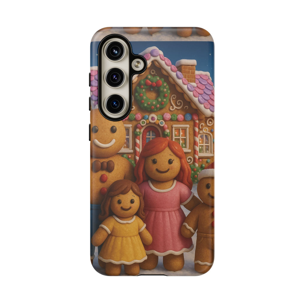 Coque de téléphone esthétique Famille en Pain d'Épices – Design d'inspiration vintage sur le thème de Noël – Étui stylé pour modèles iPhone et Samsung Galaxy
