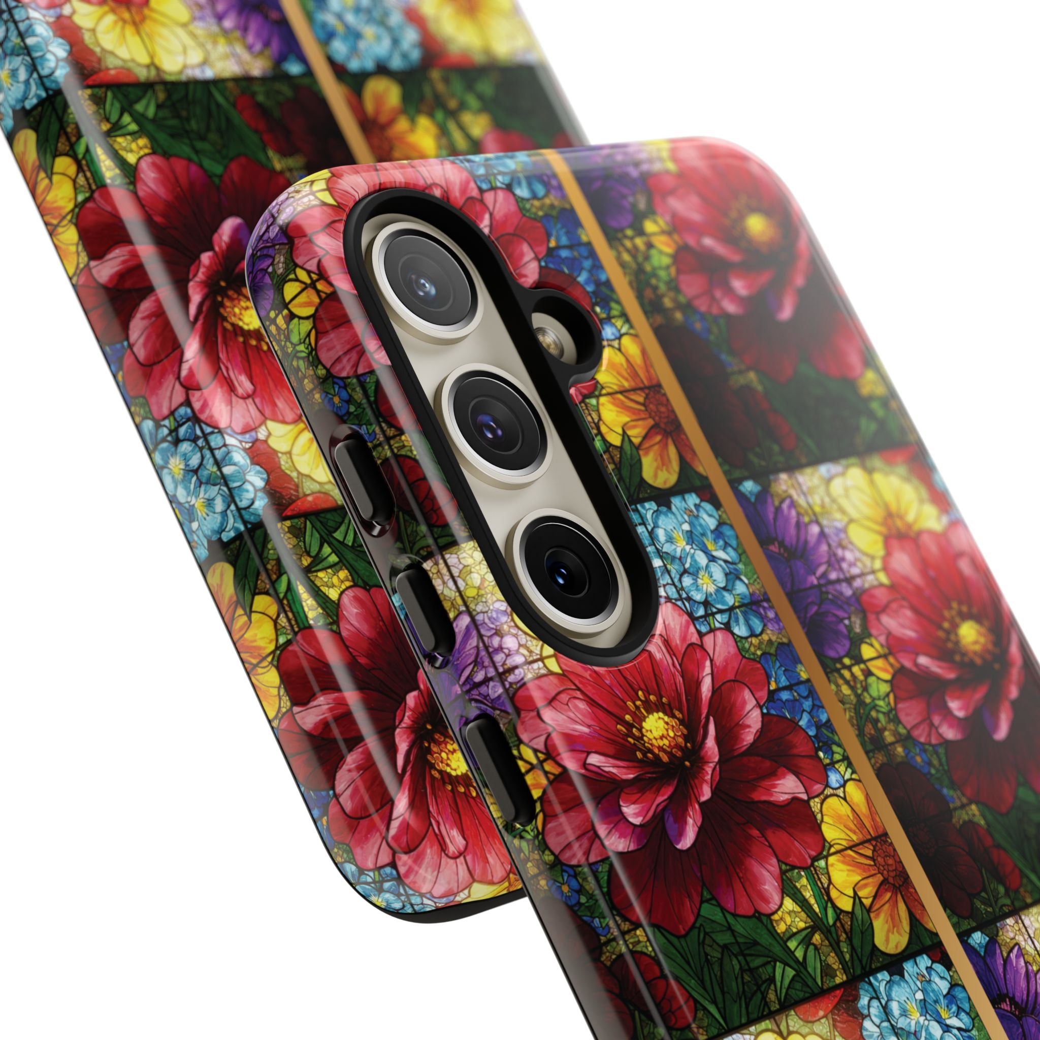 Stained Glass Illusion Floral Phone Case  3D Colorful Flower Design, Protective Christian Gift, Fits iPhone, Samsung, Google Pixel
