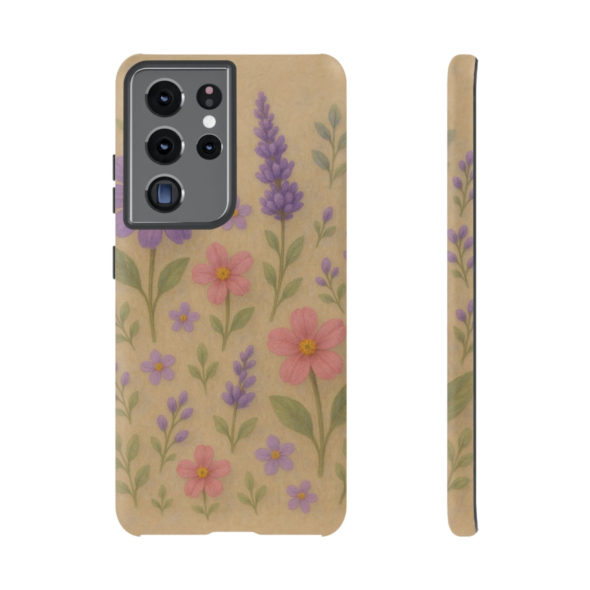 3D Illusion Wildflower Phone Case Cute Pastel Floral Design in Lavender, Pink, Mint Green – Aesthetic Protective Case for iPhone and  Android