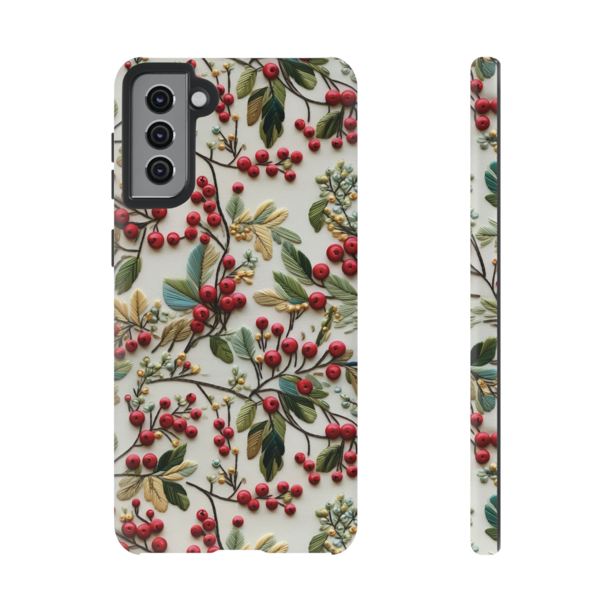 Holly Christmas Wildflowers Boho Chic Design Phone Case - Stylish, Protective Cover for All Models Gift for Mom Accessory Gift for Her