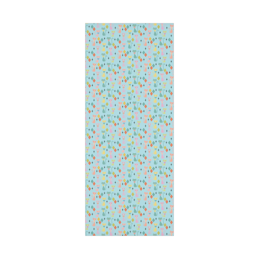 Papier cadeau chat atomique, papier cadeau rétro, motif chaton pastel du milieu du siècle, fêtes vintage 30x20, 30x72, 30x144 Parfait pour toutes les occasions