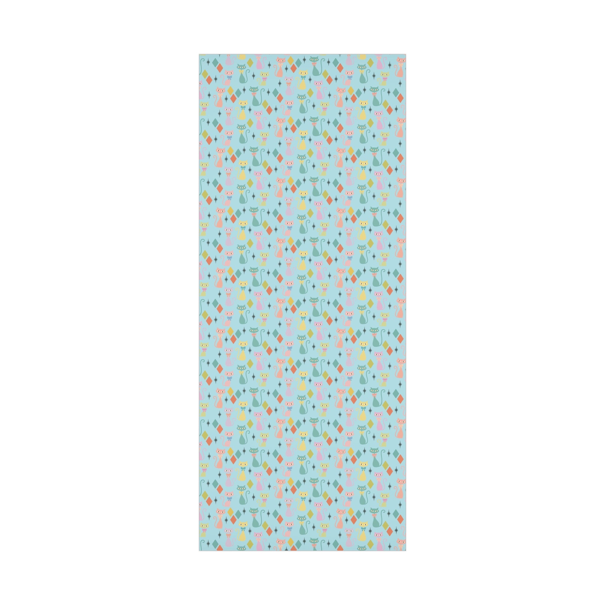 Papier cadeau chat atomique, papier cadeau rétro, motif chaton pastel du milieu du siècle, fêtes vintage 30x20, 30x72, 30x144 Parfait pour toutes les occasions
