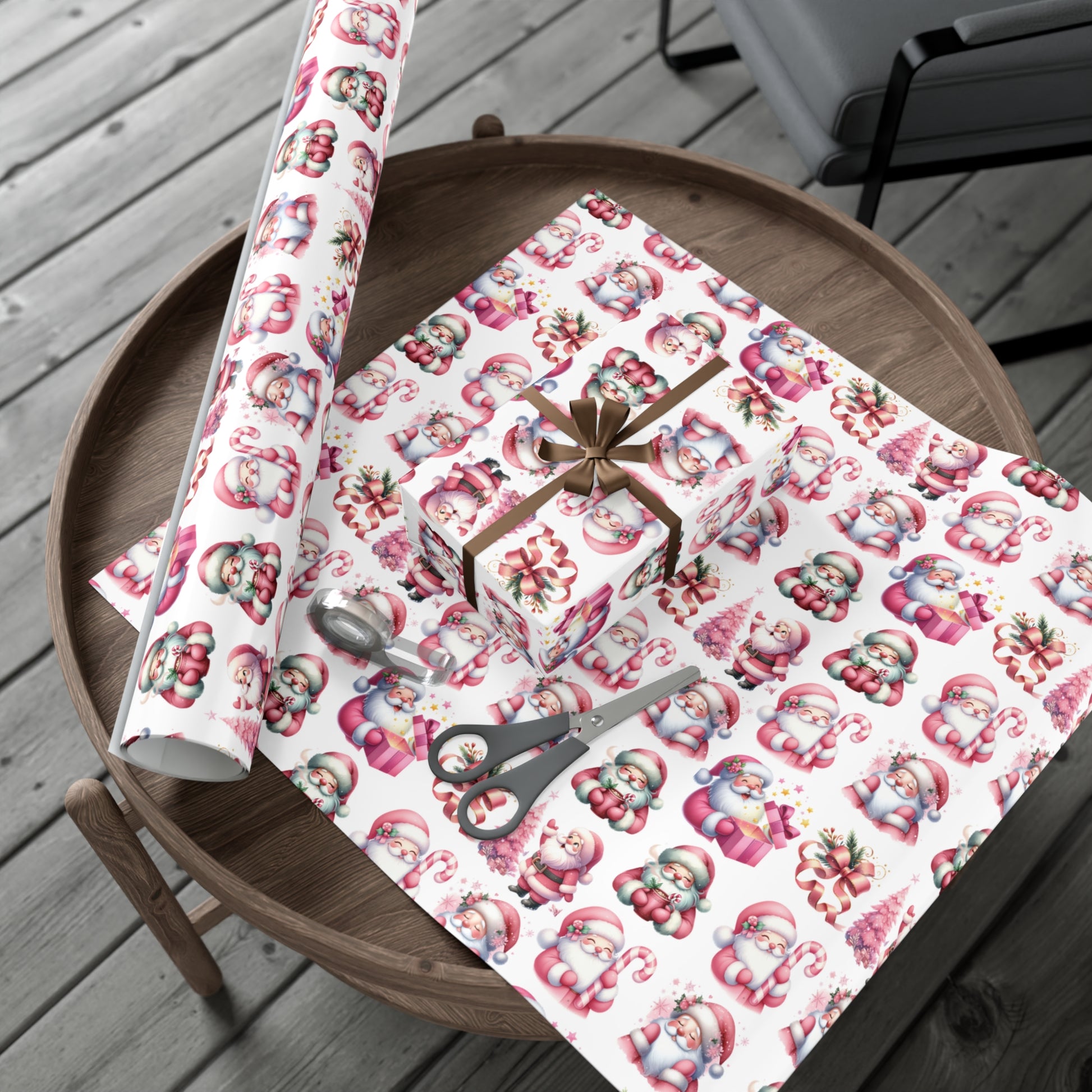 Pink Gift Wrap Papers, Christmas Santa Holiday Wrapping Pink Vintage Gift Packaging, Xmas Party Supplies, Decorative Present Wrap for Mom Premium Quality - MRSBYVALLE