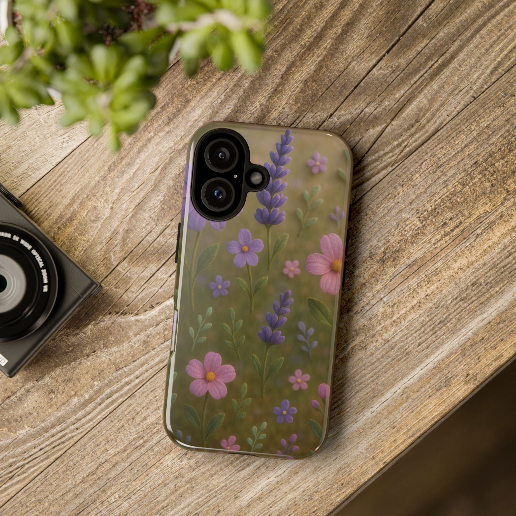 Pastel Flowers 3D Illusion Wildflower Phone Case Cute Pastel Floral Design in Lavender, Pink, Mint Green Aesthetic Protective Case for iPhone and  Android