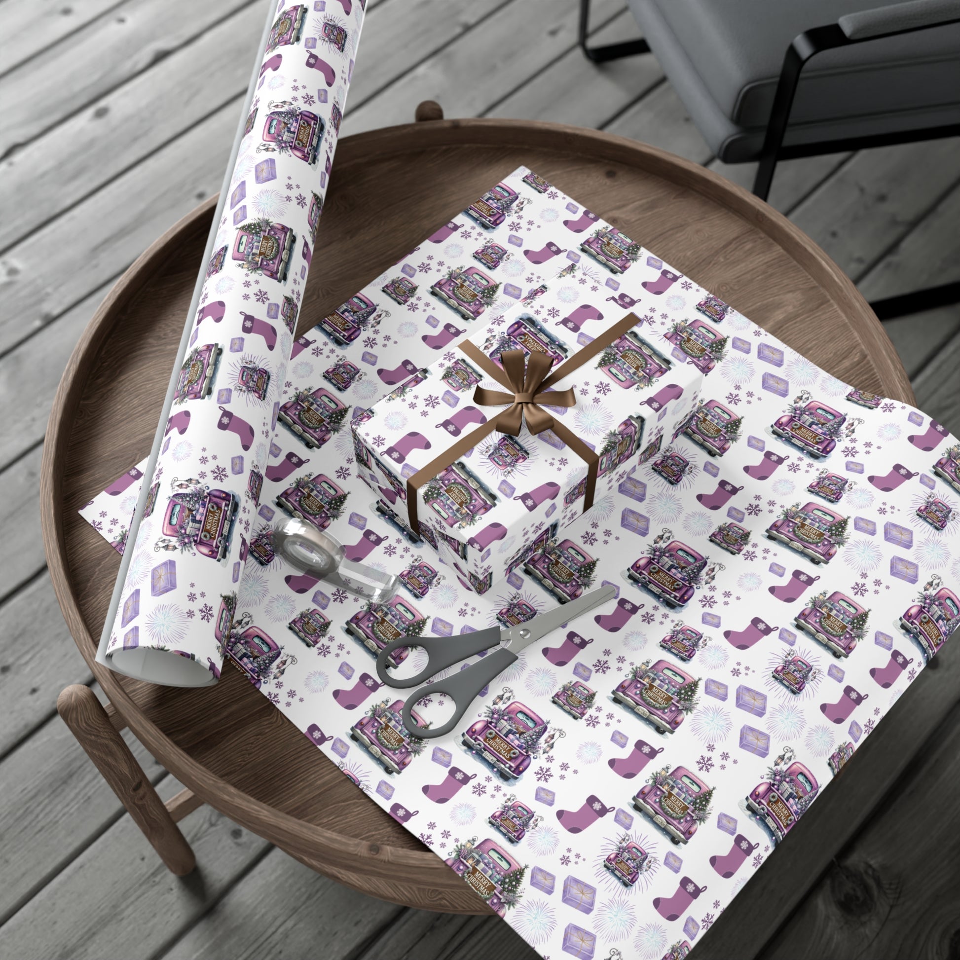 Elegant Lavender Christmas Wrapping Paper Soft Pastel Design with Snowflakes and Sparkling Accents, Perfect for Adding a Unique Touch to Your Holiday Gifts - MRSBYVALLE
