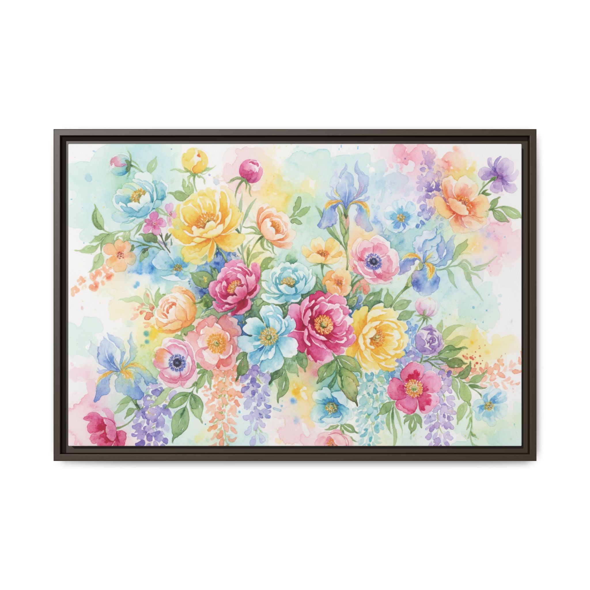 Watercolor Floral Bouquet Canvas, Framed Matte Wall Art | Multi-Color Wall Art