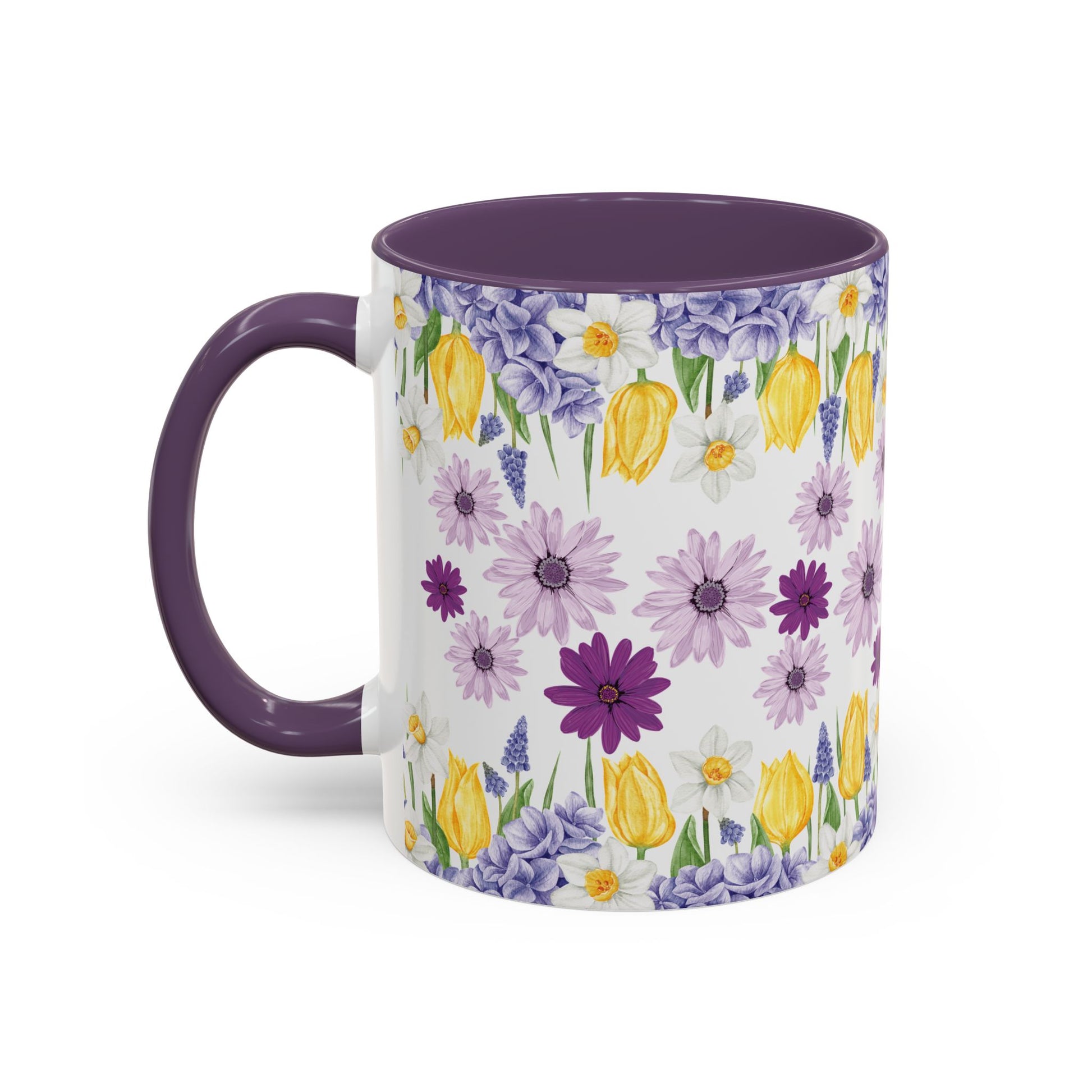 Botanical Floral Mug  Lavender & Yellow Flowers, Ceramic 11oz & 15oz Cup, Ideal Gift for Coffee Lovers, Mother's Day, or Cozy Spring Mornings