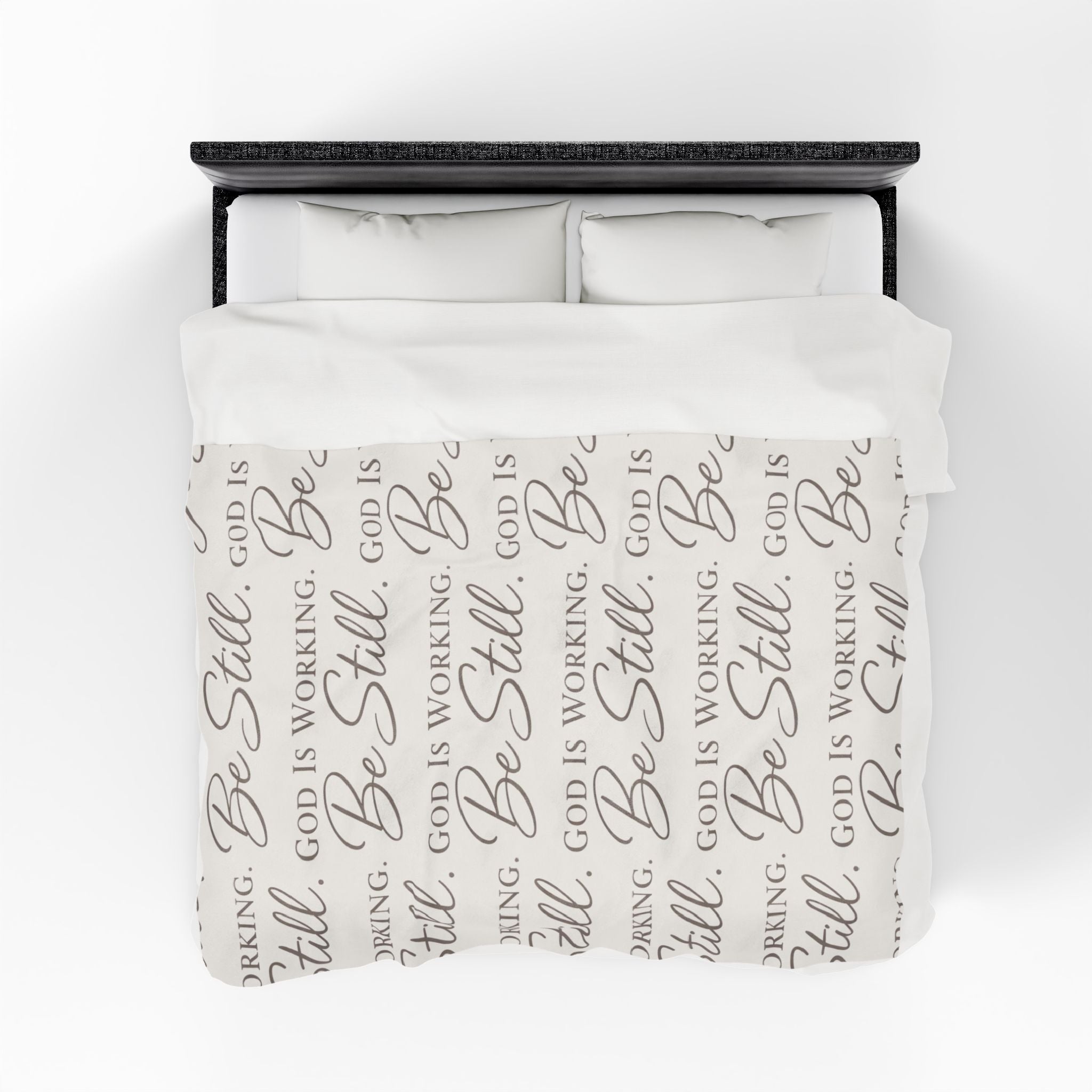 Be Still God Is Still Working Minky Velveteen Plush Blanket | Inspirational Faith Throw Cozy