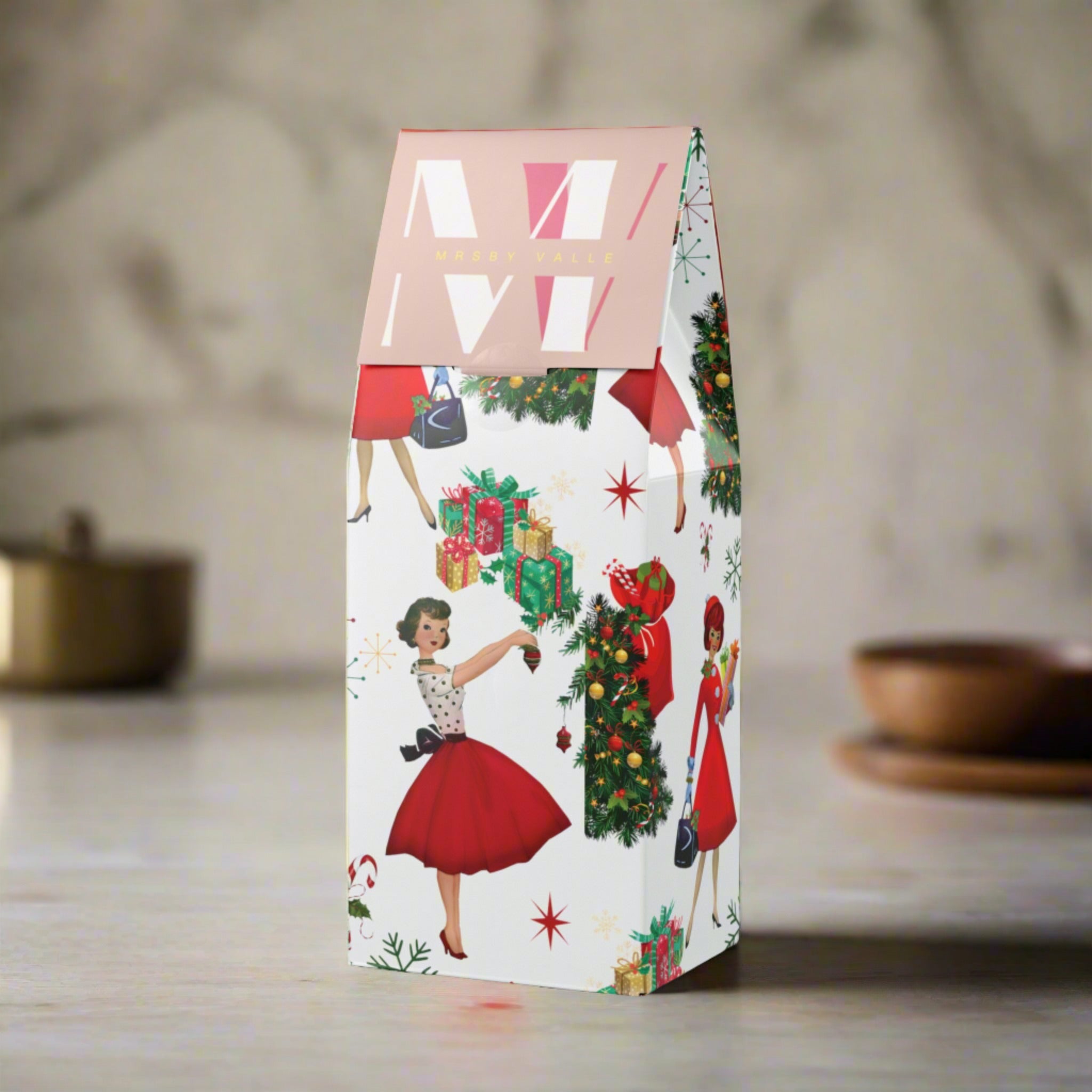 1950 Vintage Decorative Coffee Retro Christmas Design Coffee with Light Green Background Perfect for Coffee Lovers, Unique Gifts, Medium-Dark Roast with Toasted Blend Medium-Dark Roast Coffee | Gift for Mom - MRSBYVALLE