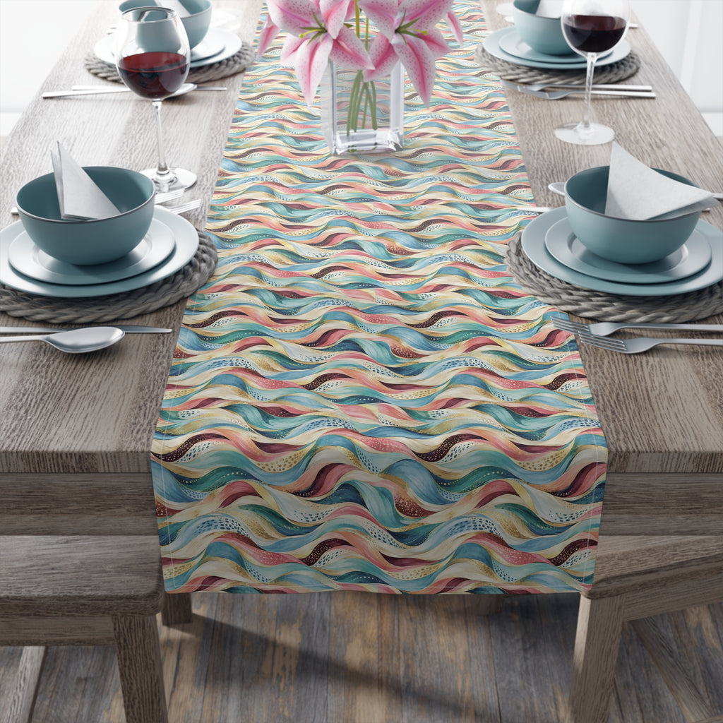 Retro Pastel Wave Table Runner