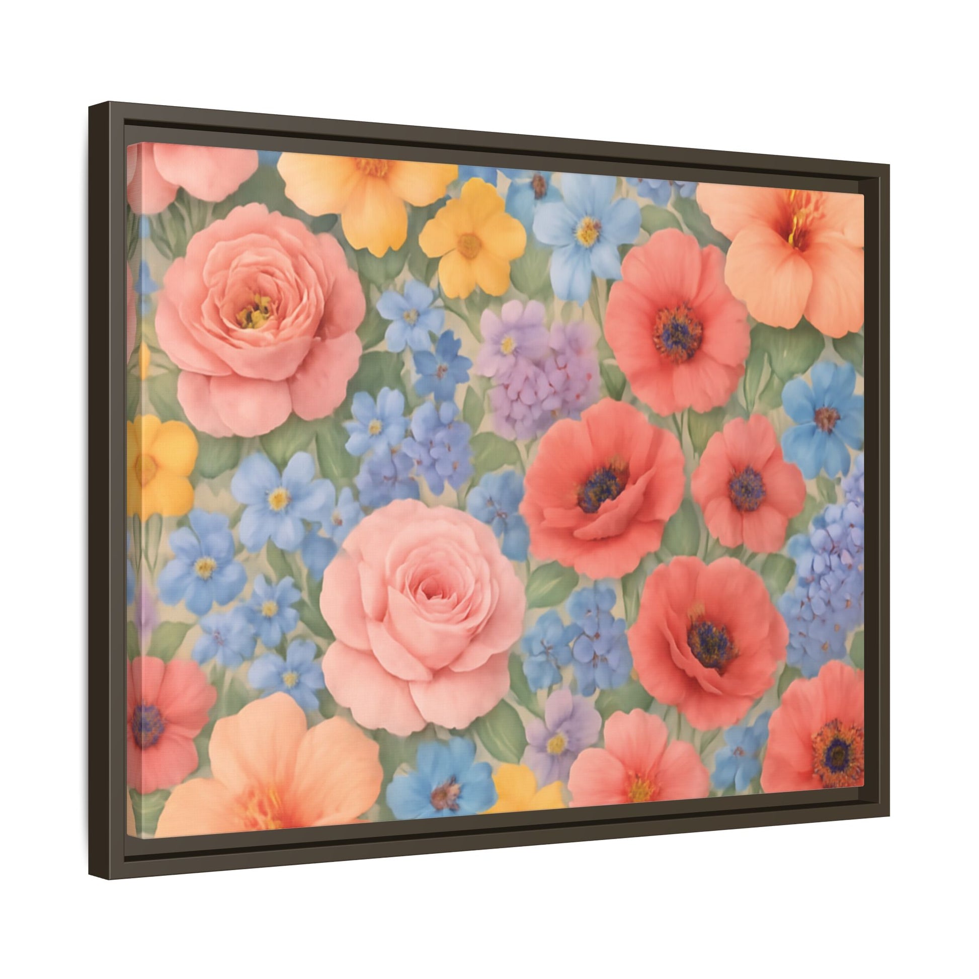 Luxury Framed Floral Canvas – Bold Multi-Color Botanical Wall Art, Elegant Nature-Inspired Accent for Living Room, Bedroom, or Office Décor Gift for Mom