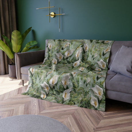 Luxurious Calla Lily Velvet Blanket 50x60 Soft, Cozy Holiday Throw for Elegant Decor | Perfect Gift for Winter, Bedroom, Living Room, and Seasonal Warmth Gift - MRSBYVALLE