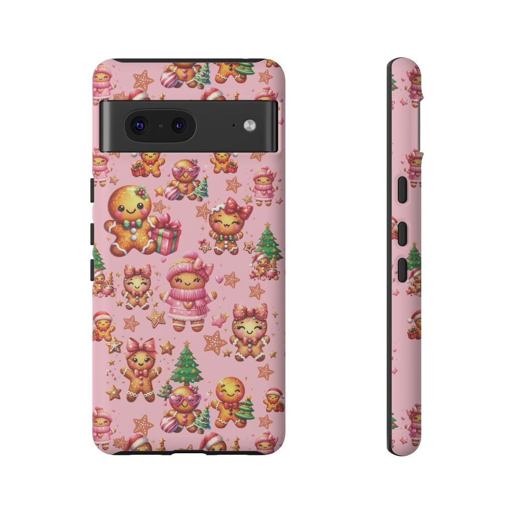 Adorable Pink Gingerbread Girl Phone Case Girly Holiday Vibes, Sweet Christmas Aesthetic, Cute & Festive Gift Idea for Her, Fun Protective Cover