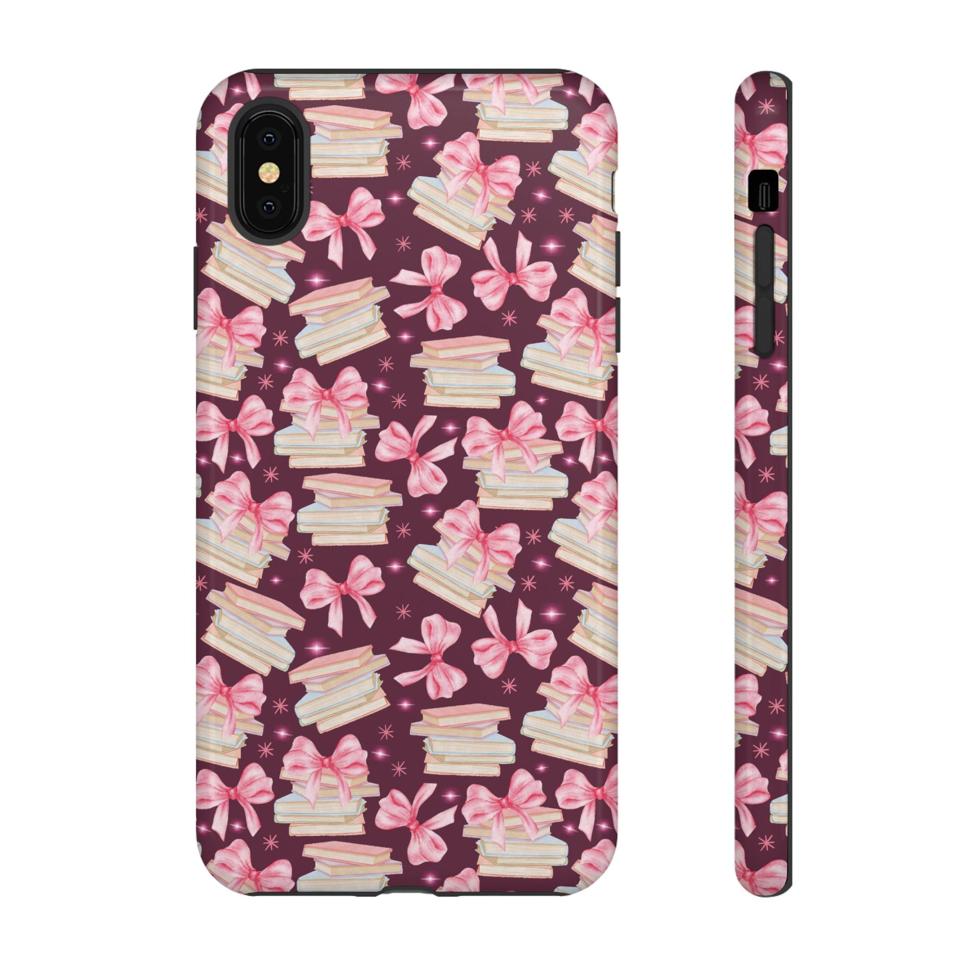 Coquette Pink Bows & Books Phone Case for iPhone 16 15 14 13 12  21 23 Samsung, and Pixel | Stylish Protective Cover Gift for Her Perfect for Floral Lover