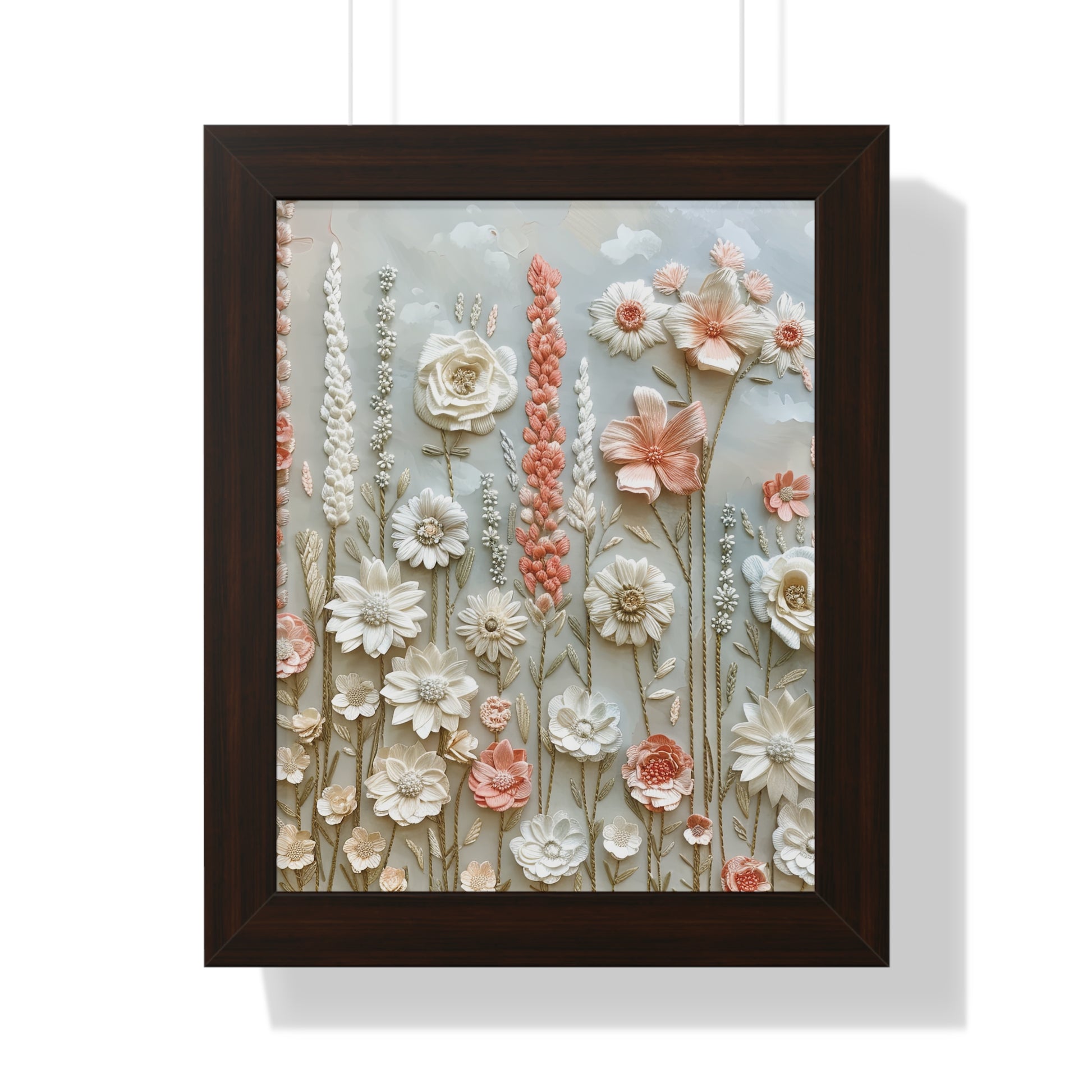 Delicate Pastel Floral Wall Art Captivating Blossom Patterns in Soft Hues and Elegant Home Décor Perfect for Living Rooms, Bedrooms, and Cozy Corners Encased in Black, White, or Walnut Frames with Durable Ready to Hang  Timelessly Crafted. - MRSBYVALLE