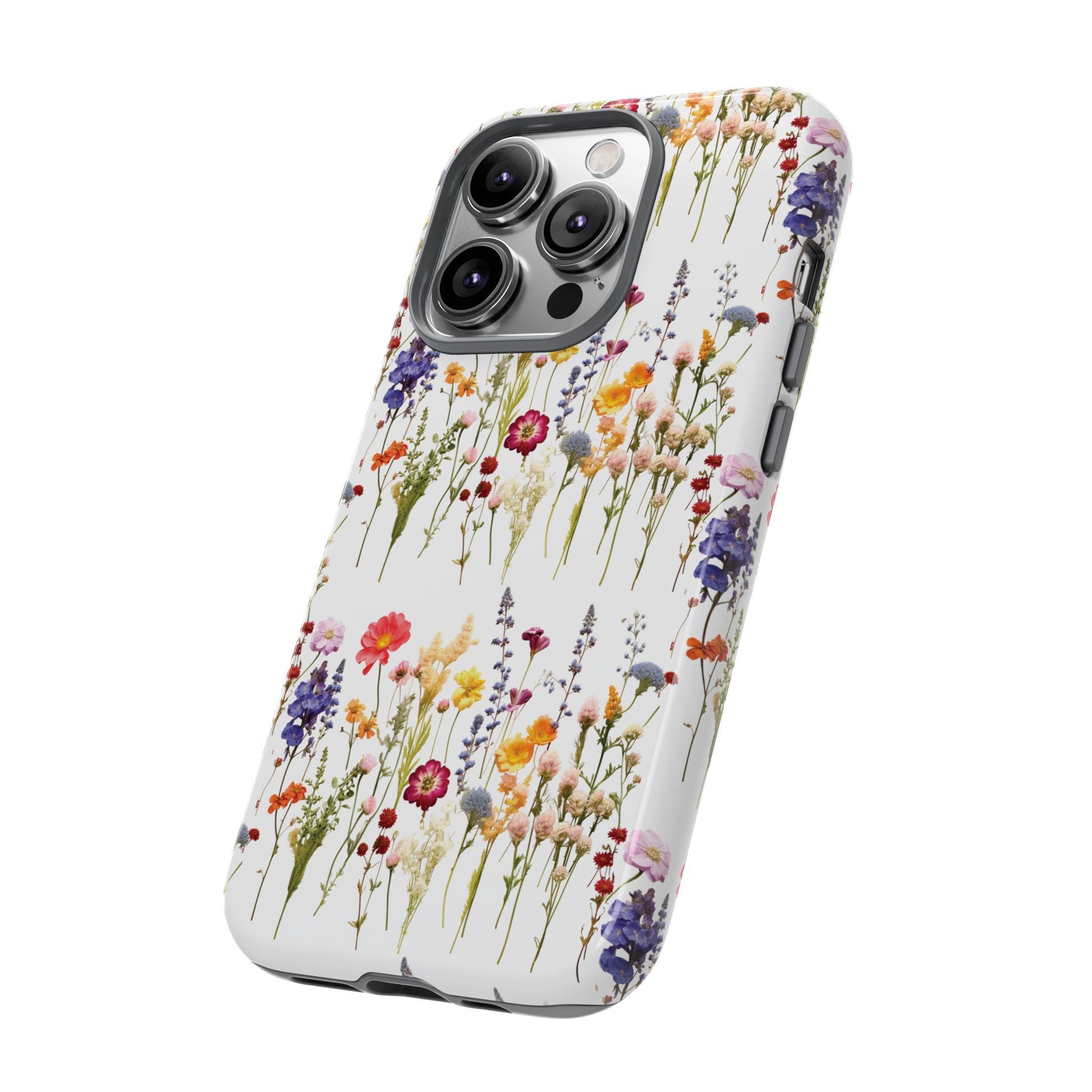 White Best Phone Case Press Flowers Floral 3D Illusion Luxury Tough Case Floral Elegant Durable Stylish for Modern Devices iPhone 17, 16, 15, Samsung iPhone Samsung Accessory Gift for Her
