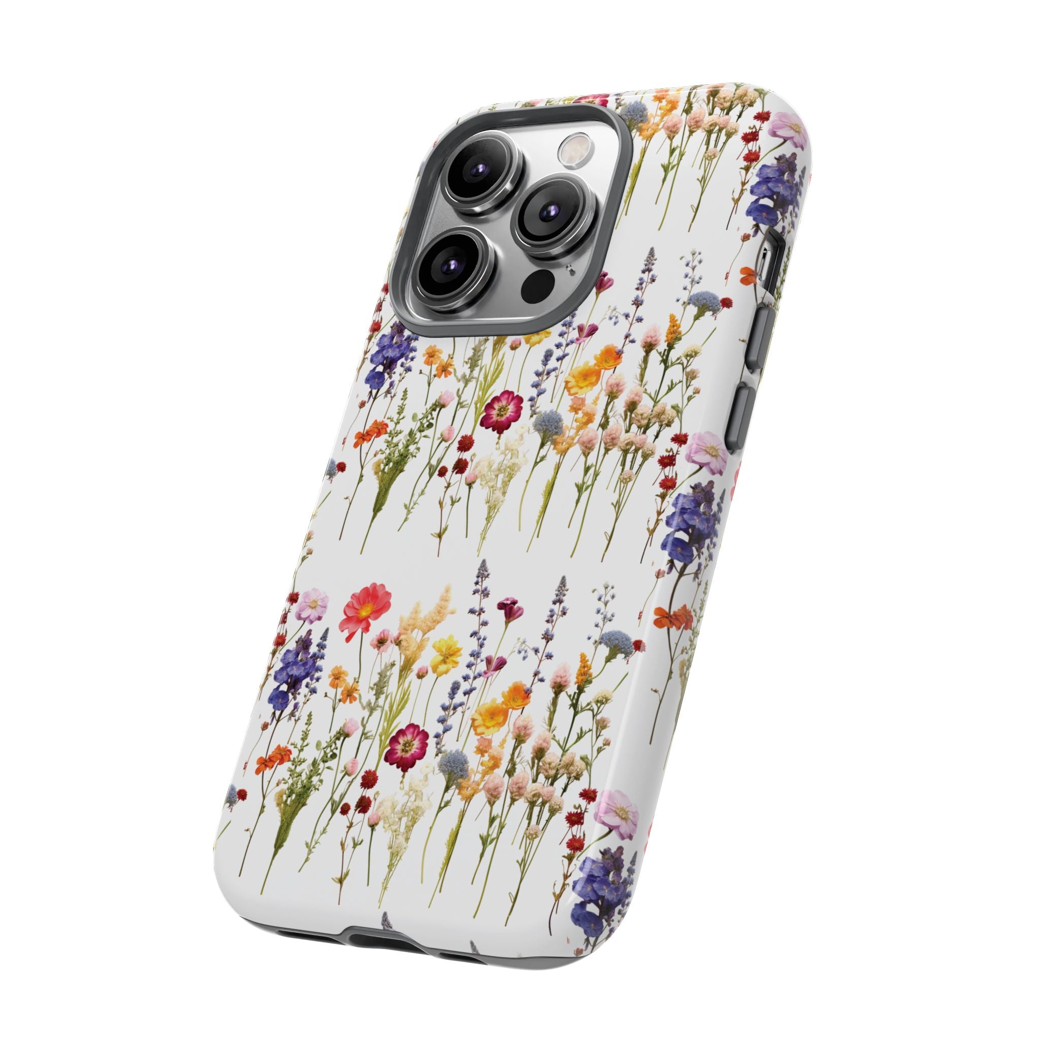 White Best Phone Case Press Flowers Floral 3D Illusion Luxury Tough Case Floral Elegant Durable Stylish for Modern Devices iPhone 17, 16, 15, Samsung iPhone Samsung Accessory Gift for Her