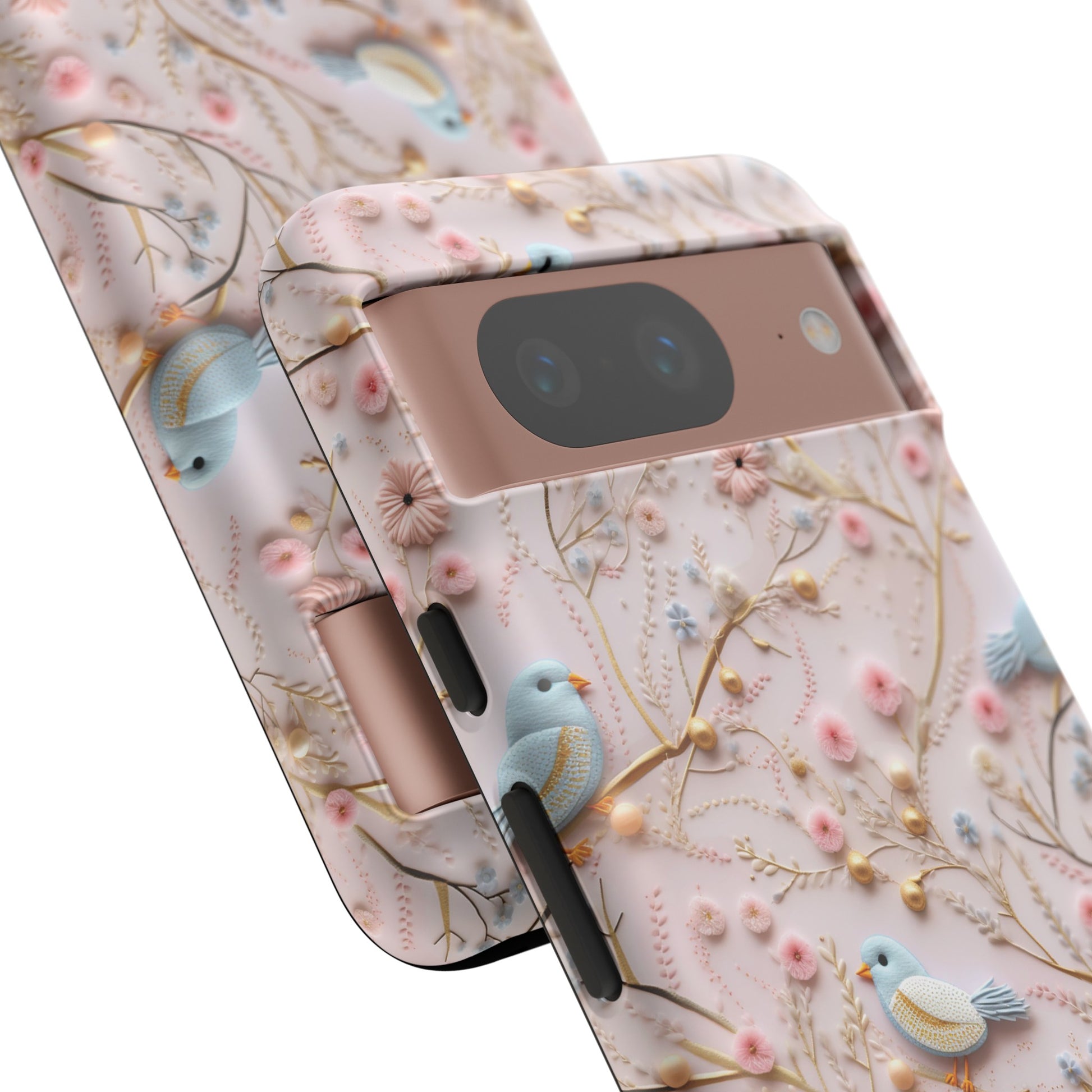3D Birds Elegant Faux Flowers Phone Case Stylish & Durable for iPhone Samsung Gift iPhone 15, 14, 13 Samsung Pixel Gift for Mom Accessory Gift for Her