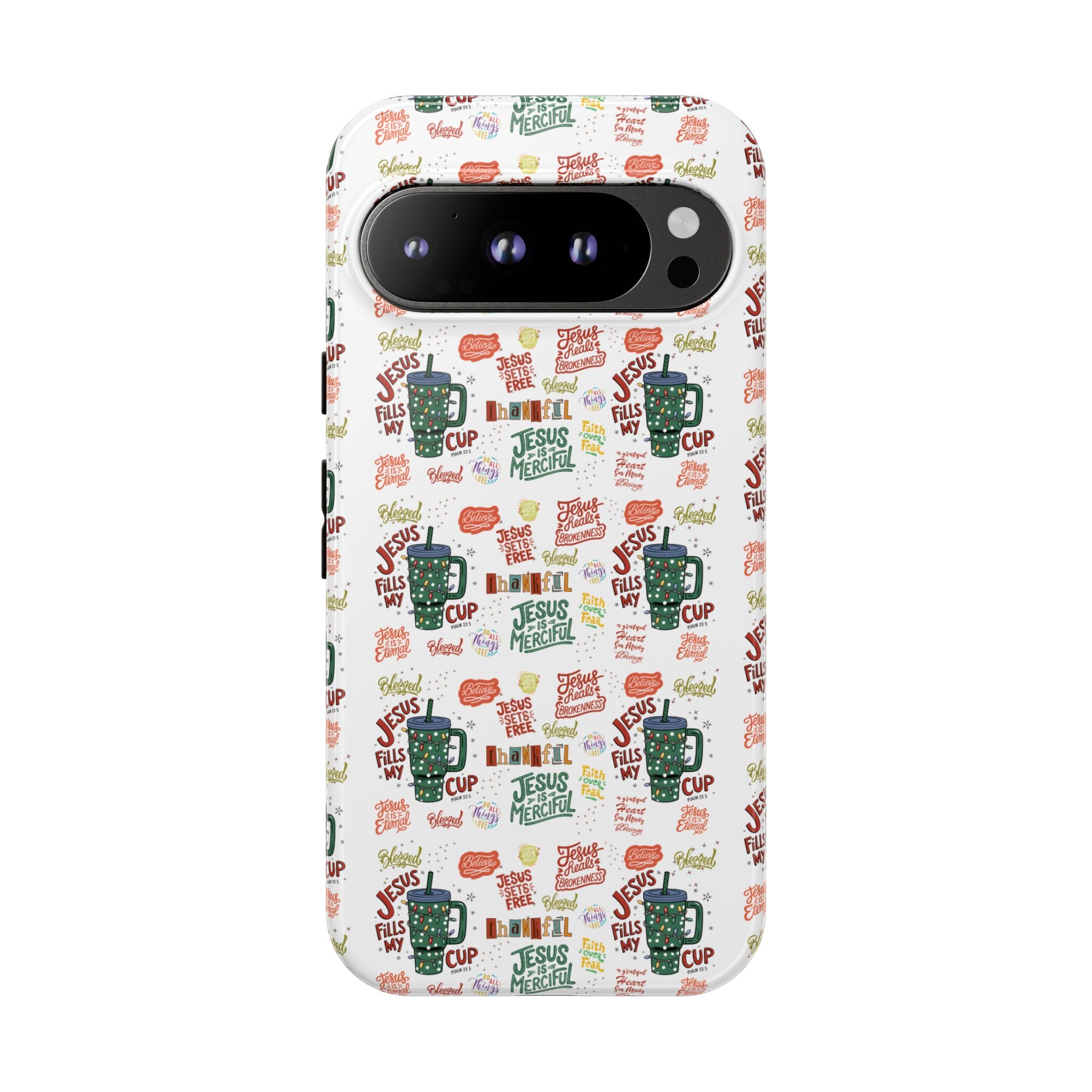 Jesus Fill My Cup Phone Case Cute Floral Design in Red, Pink, Blue – Aesthetic Protective Case for iPhone and  Android