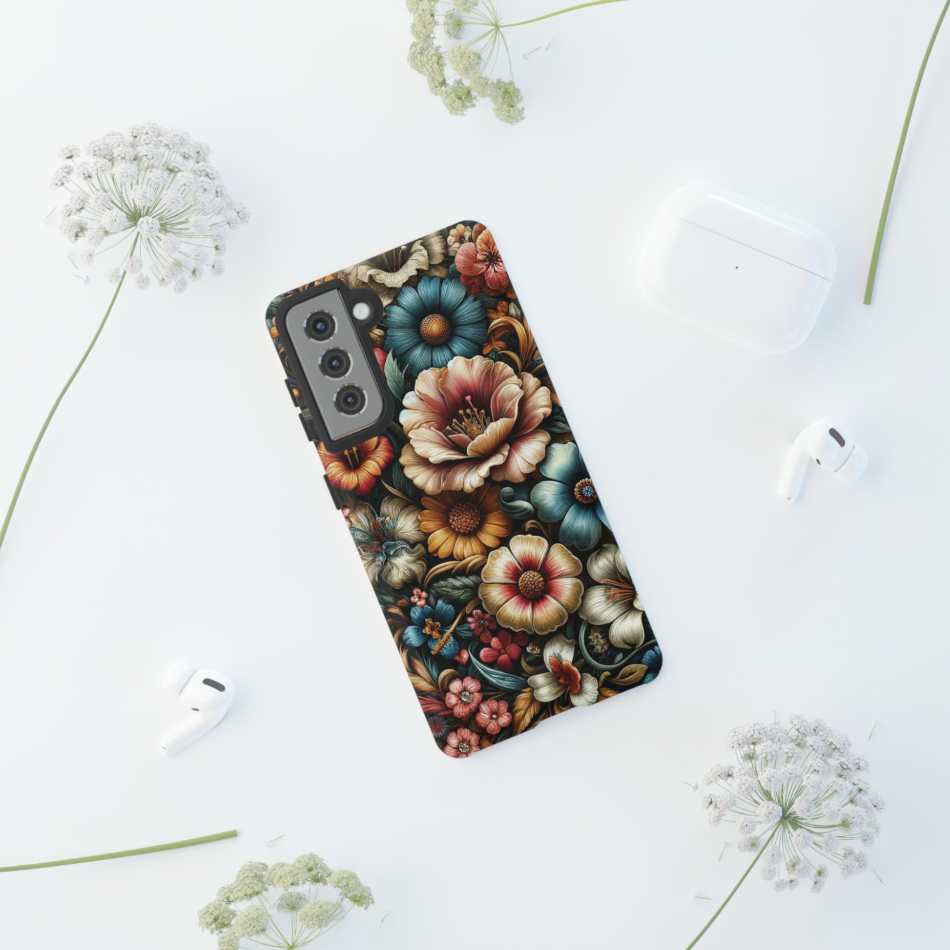 Pastel Floral Design Luxury Phone Tough Case Floral Elegant Durable Stylish for Modern Devices iPhone 15, Samsung iPhone Samsung Accessory Gift for Her.