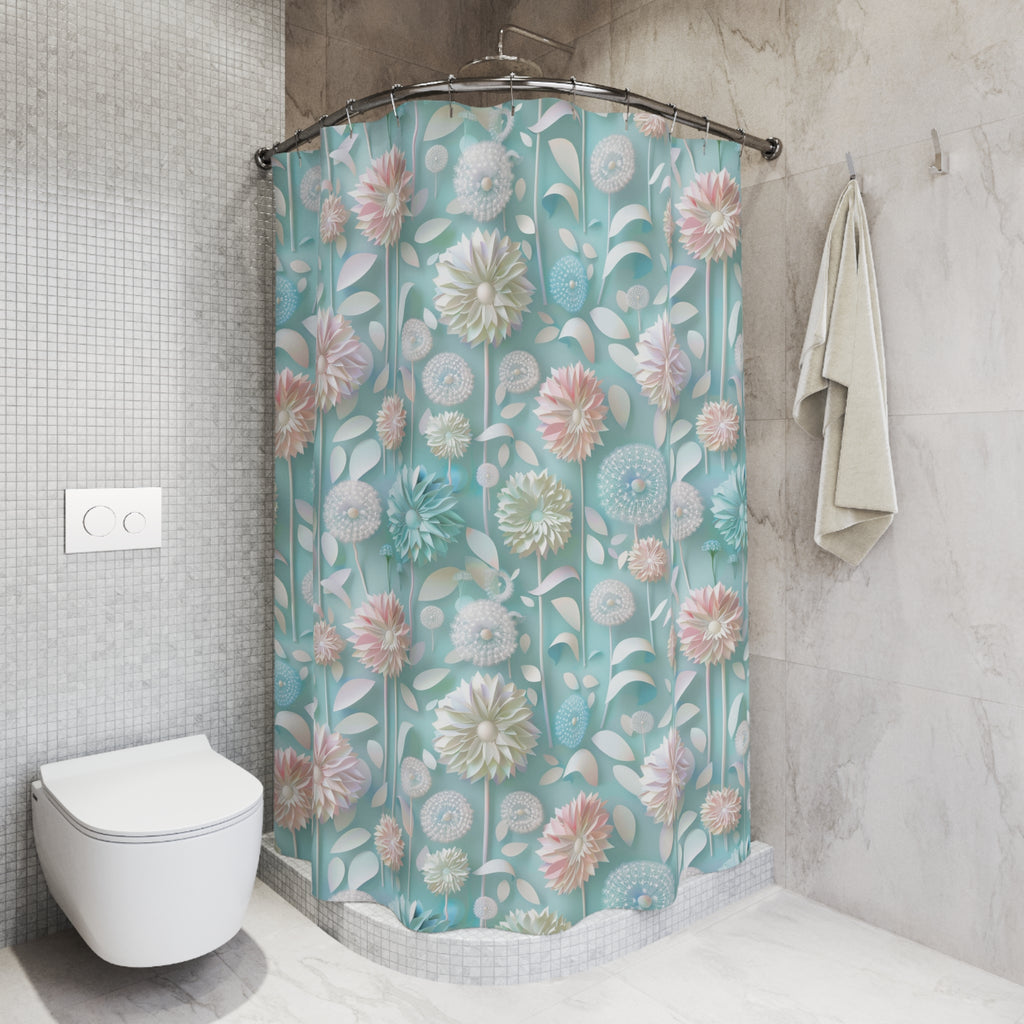 Pastel Floral Shower Curtain 71x74 Inches | Elegant Bathroom Decor with Vibrant 3D Design | Durable, Water-Resistant, and Easy to Clean | Adds Style and Charm