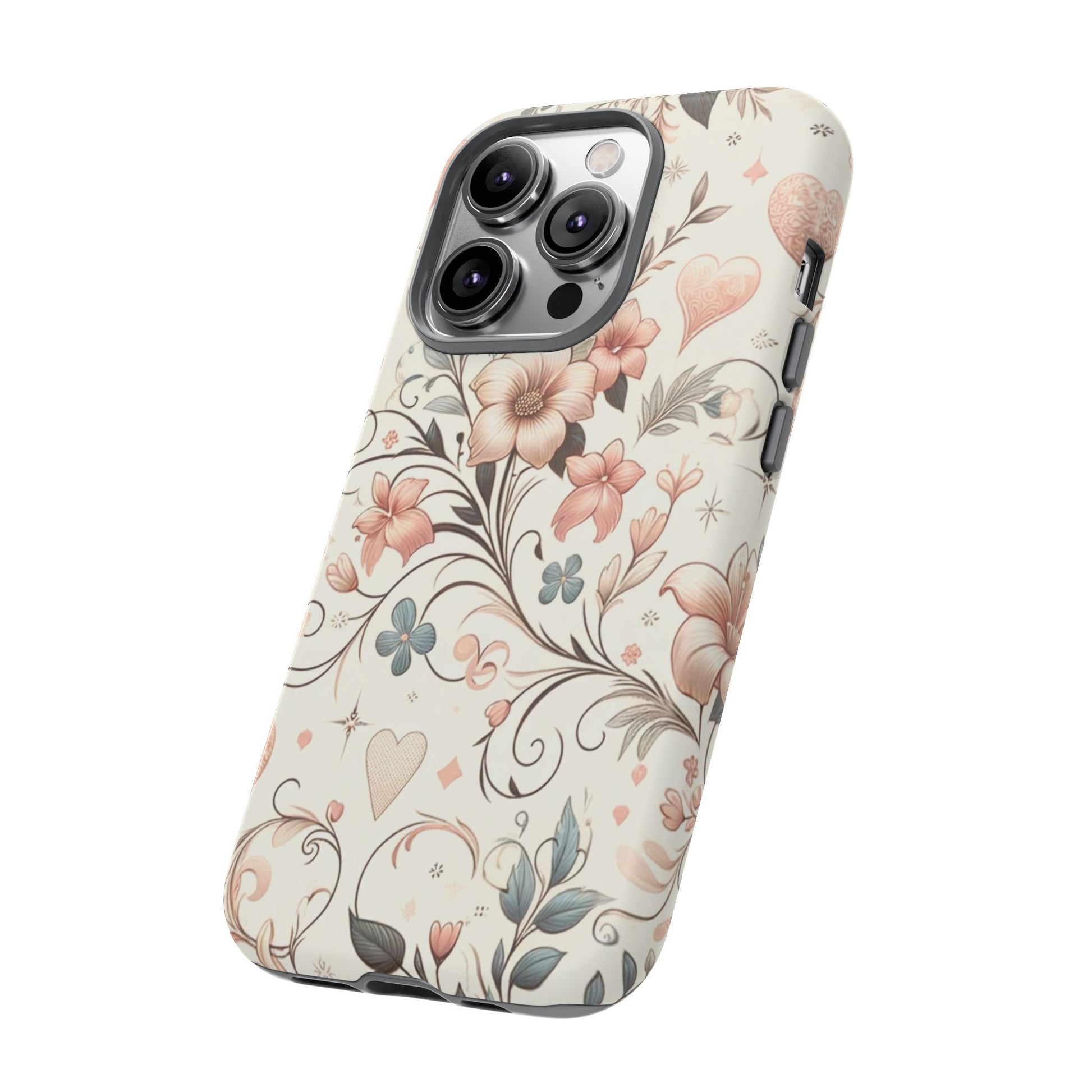 Floral Design Luxury Phone Tough Case Floral Elegant Durable Stylish for Modern Devices iPhone 17, 16 15, Samsung iPhone Samsung Accessory Gift for Her