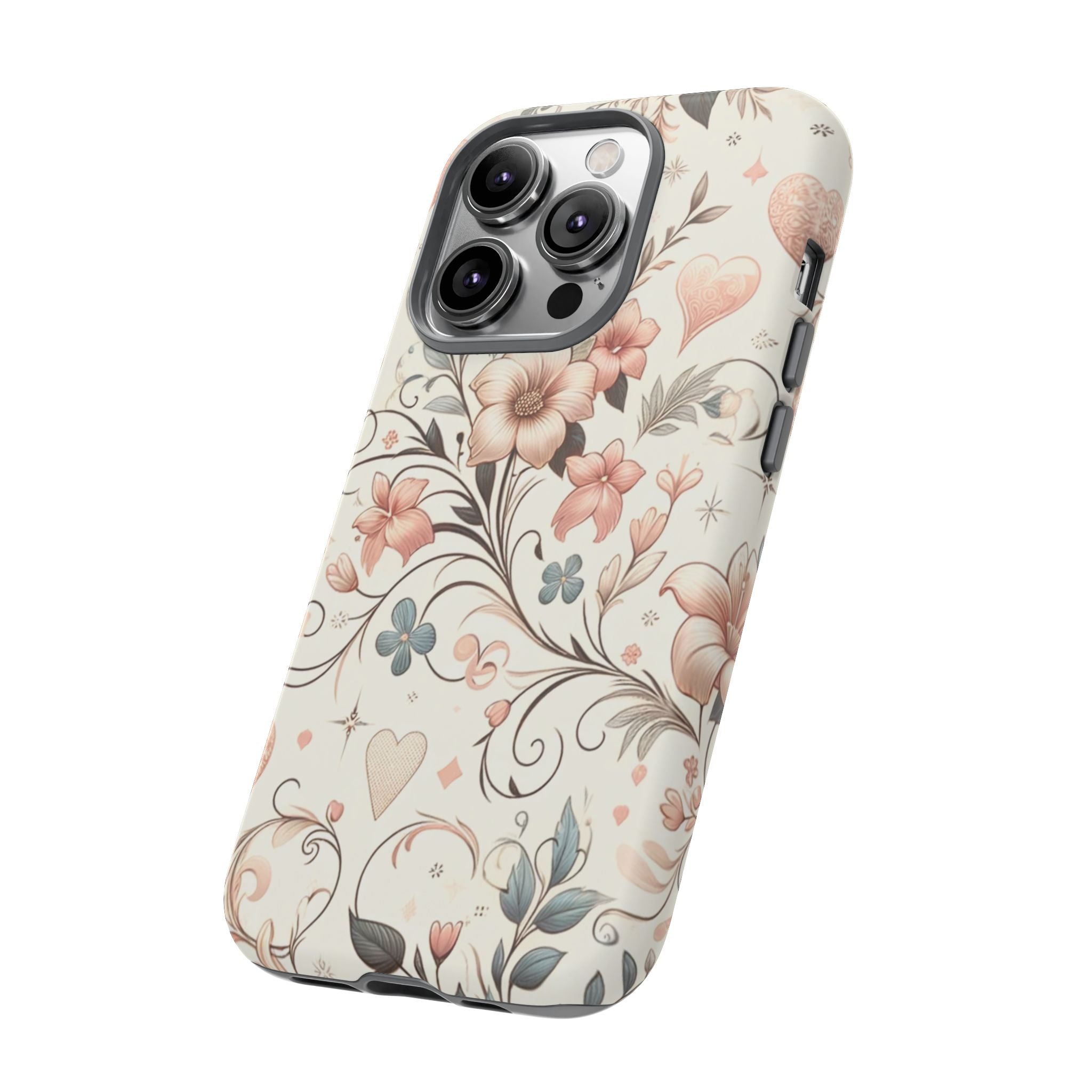 Floral Design Luxury Phone Tough Case Floral Elegant Durable Stylish for Modern Devices iPhone 17, 16 15, Samsung iPhone Samsung Accessory Gift for Her
